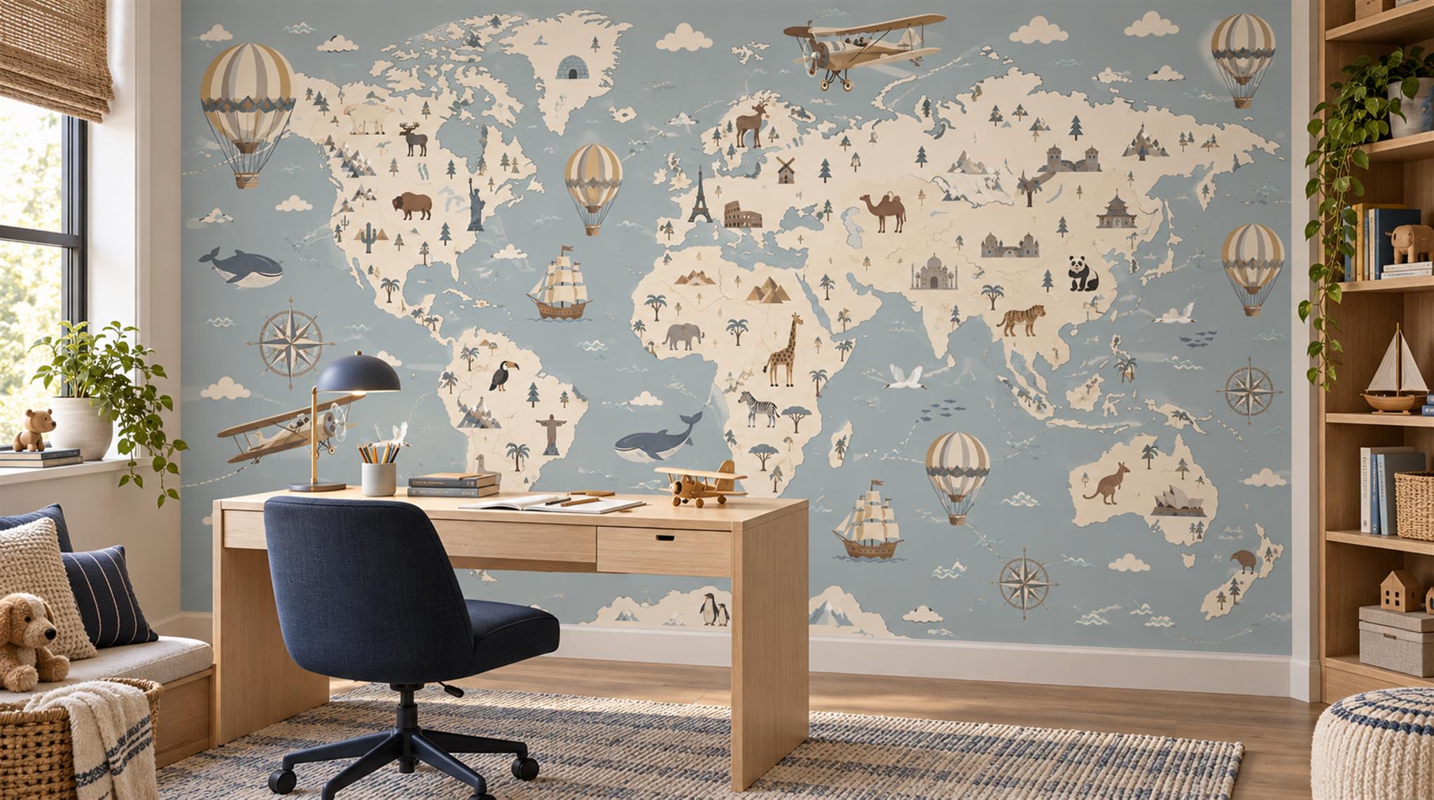Blue Decorative Wall Art Wallpaper Mural Scene
