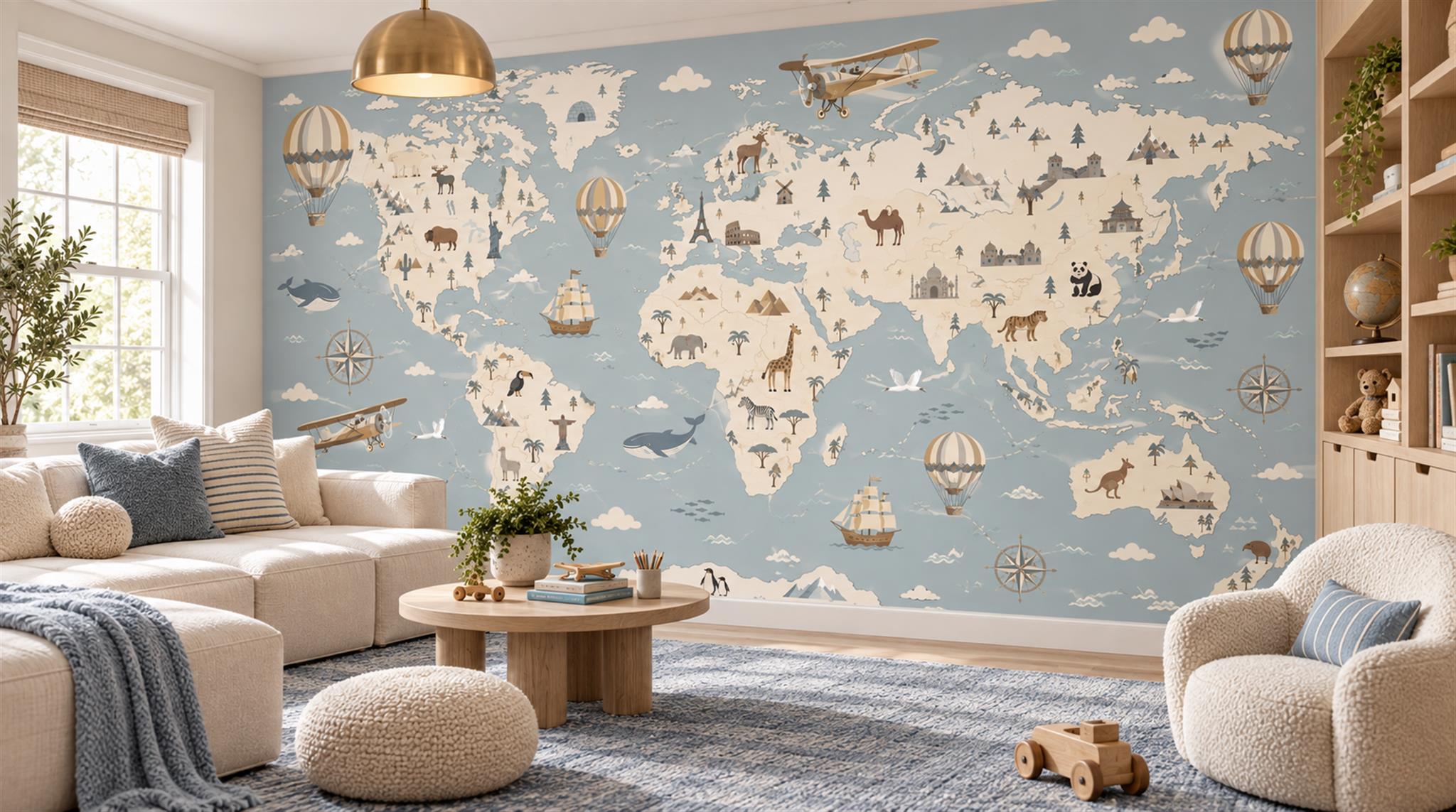 Blue Decorative Wall Art Wallpaper Mural Scene