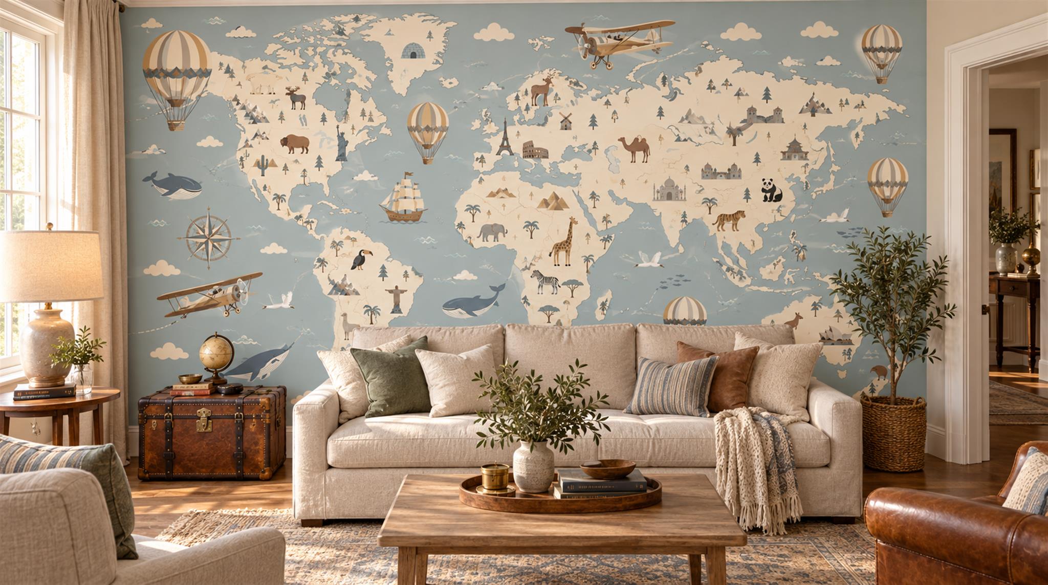 Blue Decorative Wall Art Wallpaper Mural Scene