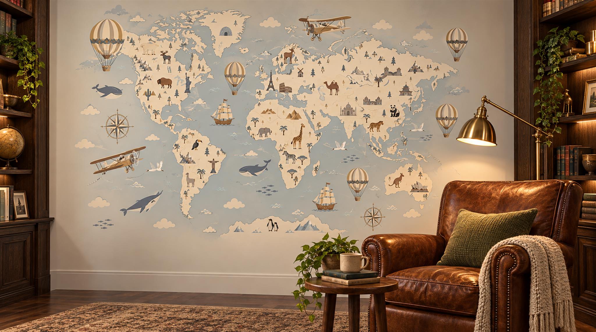 Blue Decorative Wall Art Wallpaper Mural Scene