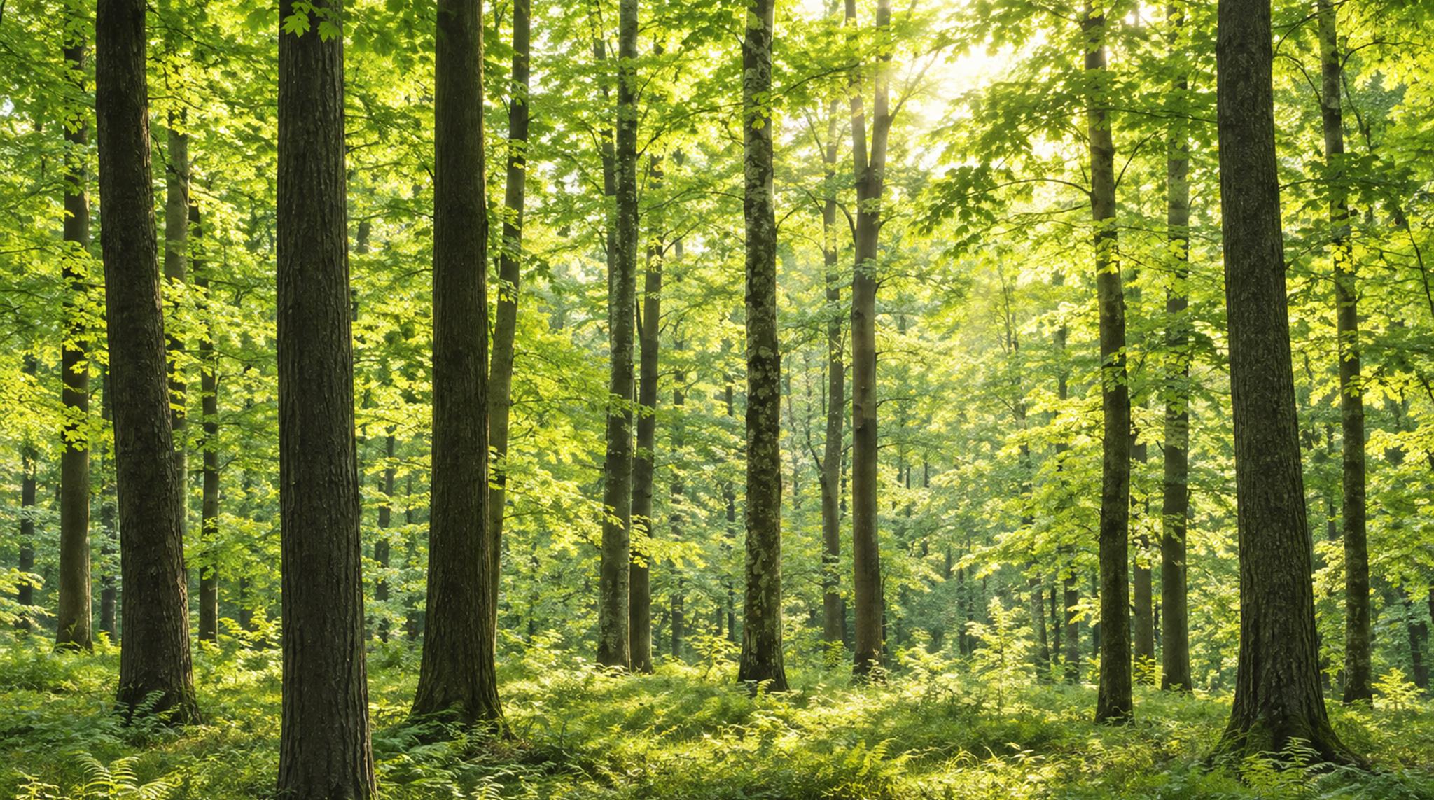 Green Woodland Trees Wallpaper Mural Main