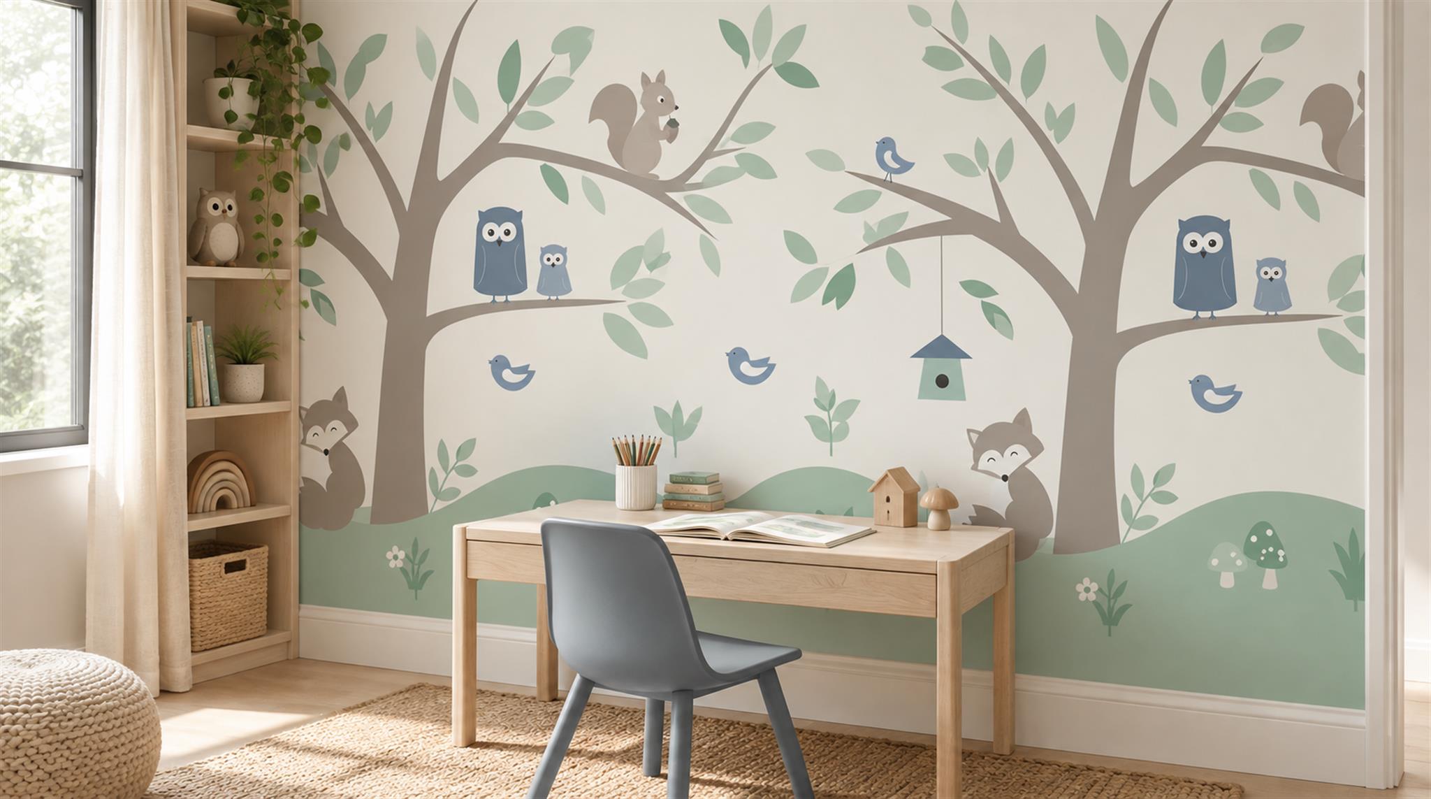 Sage Green Decorative Wall Art Wallpaper Mural Scene