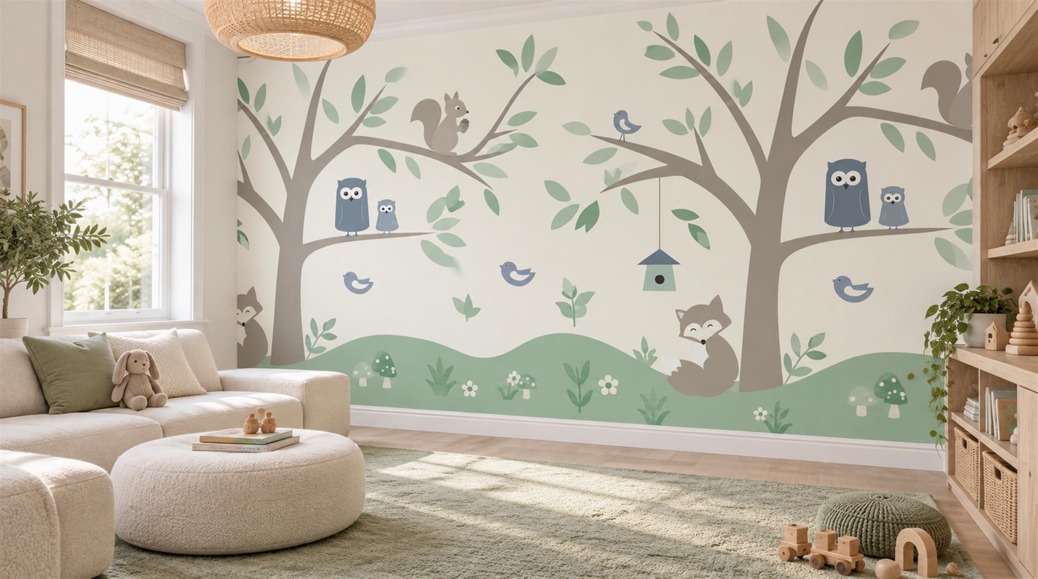 Sage Green Decorative Wall Art Wallpaper Mural Scene