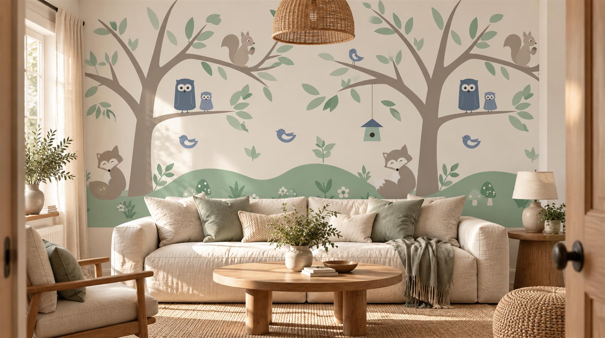 Sage Green Decorative Wall Art Wallpaper Mural Scene