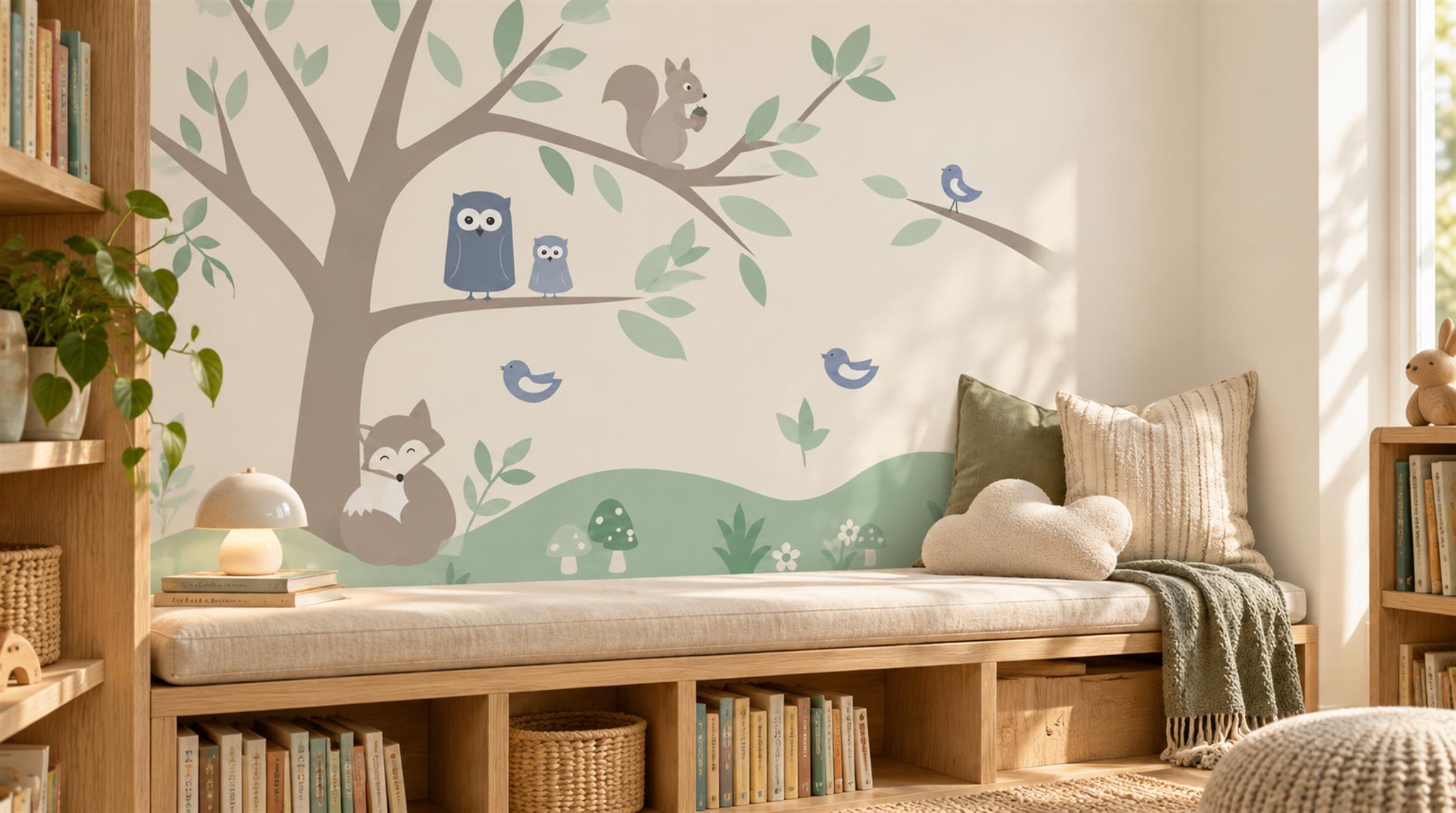 Sage Green Decorative Wall Art Wallpaper Mural Scene
