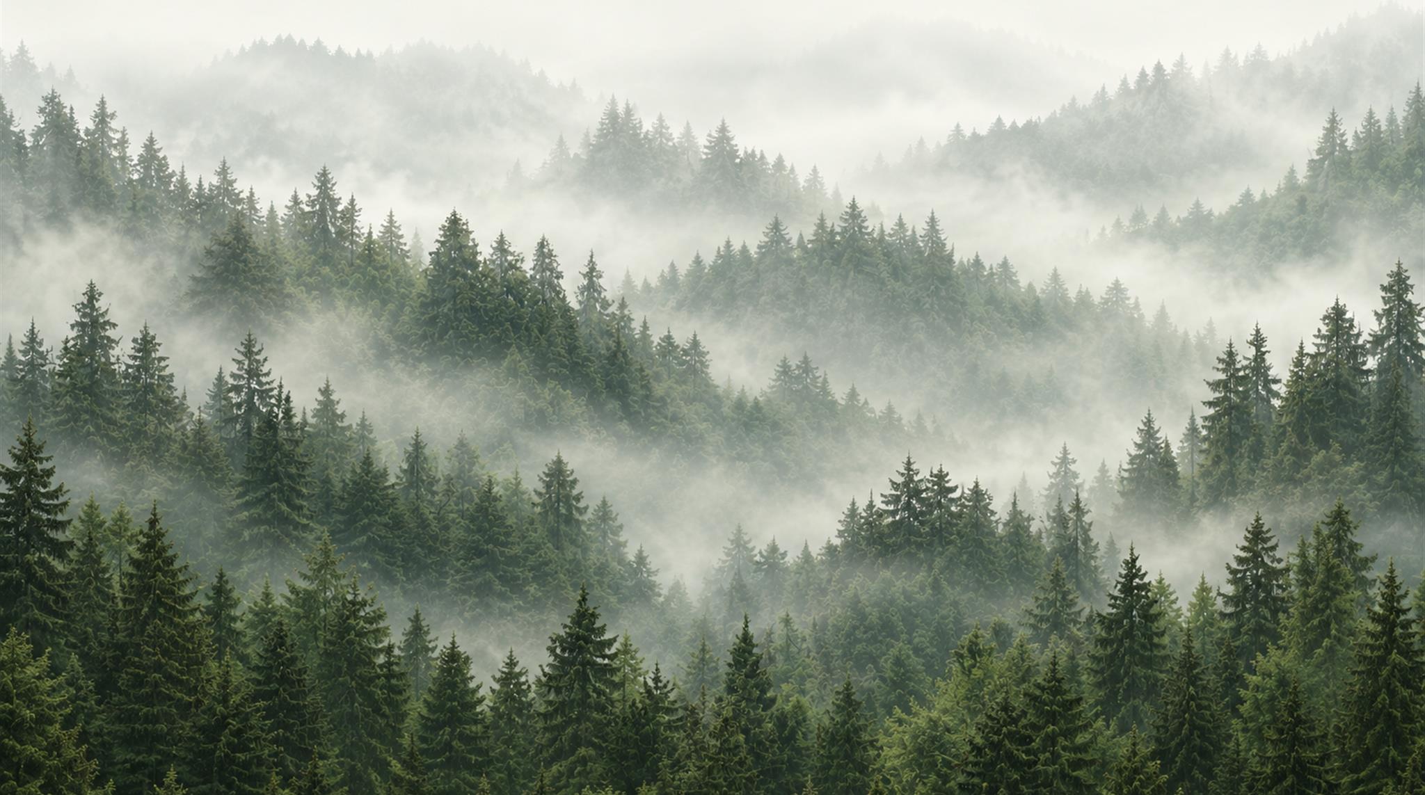 Grey Woodland Trees Wallpaper Mural Main