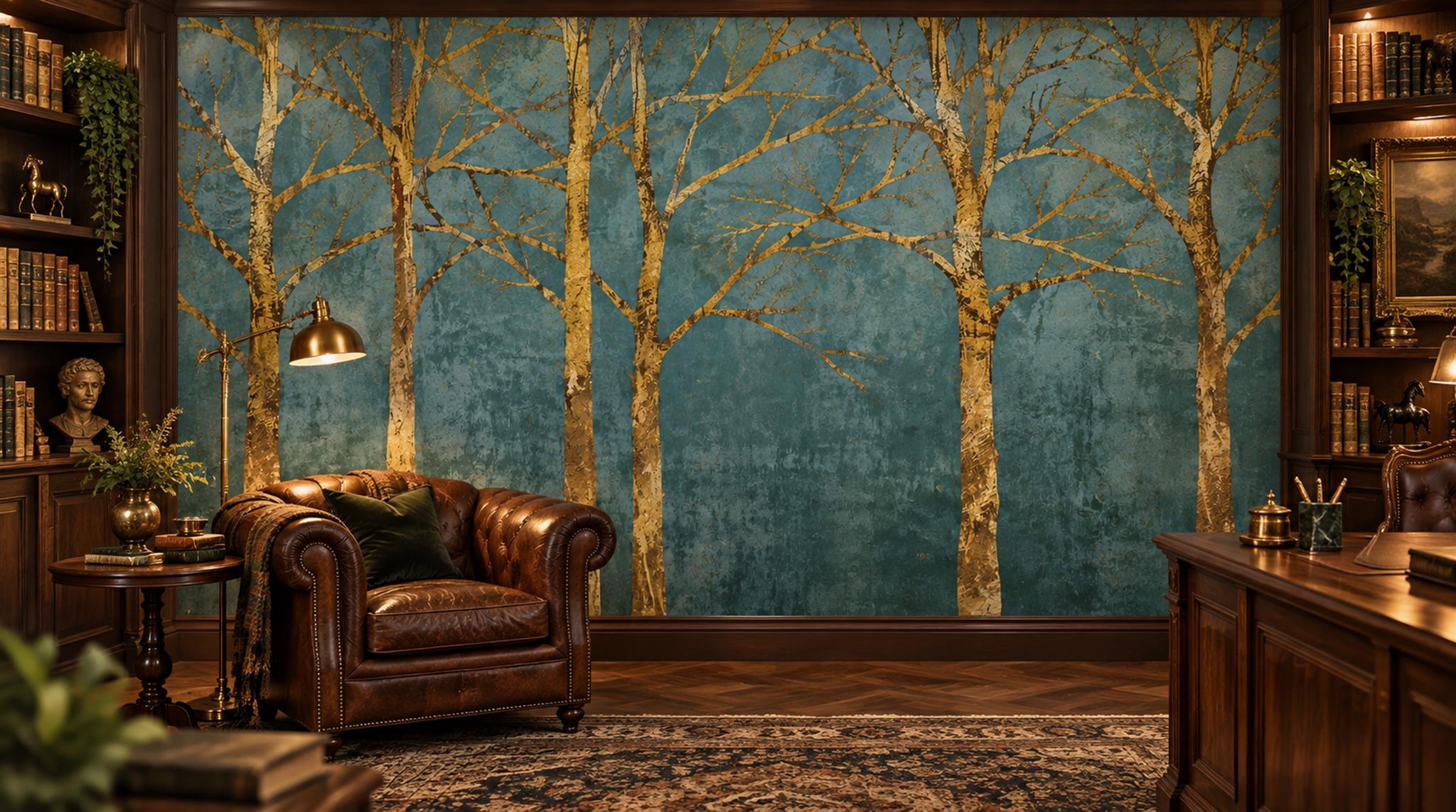 Teal Decorative Wall Art Wallpaper Mural Main