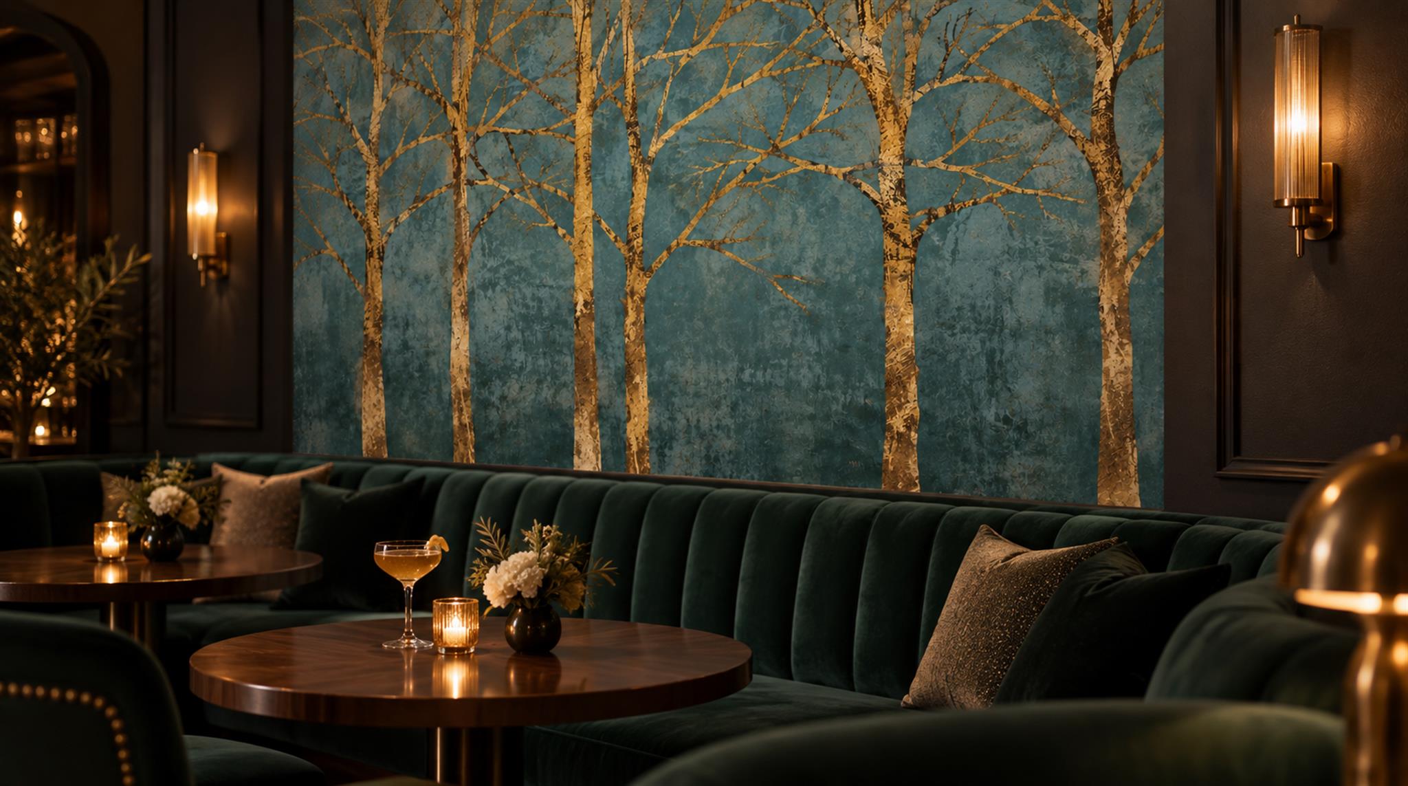 Teal Decorative Wall Art Wallpaper Mural Scene