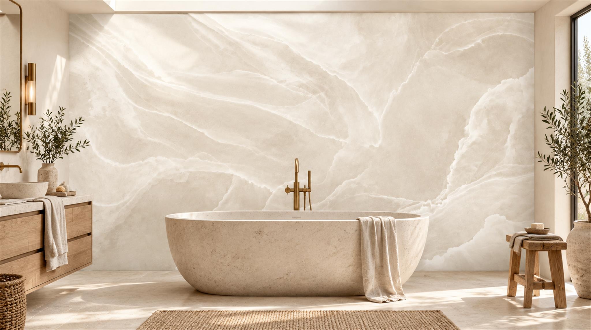 Ivory Marble Veining Wallpaper Mural Main
