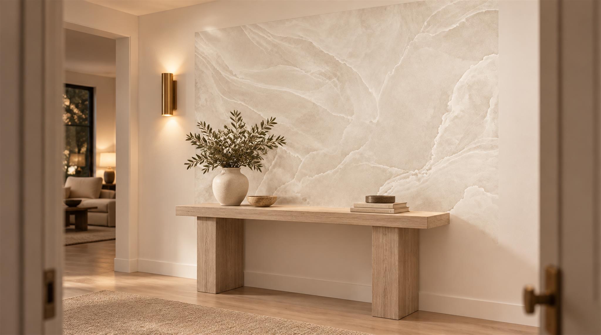 Ivory Marble Veining Wallpaper Mural Scene