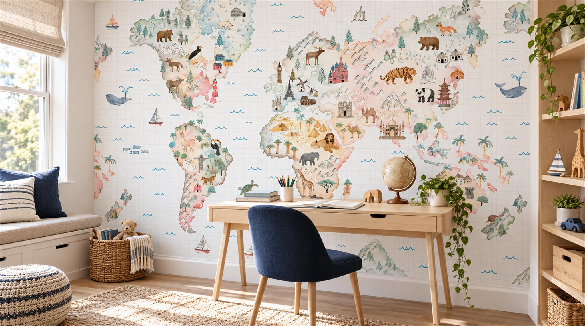 Soft Pastel Decorative Wall Art Wallpaper Mural Scene