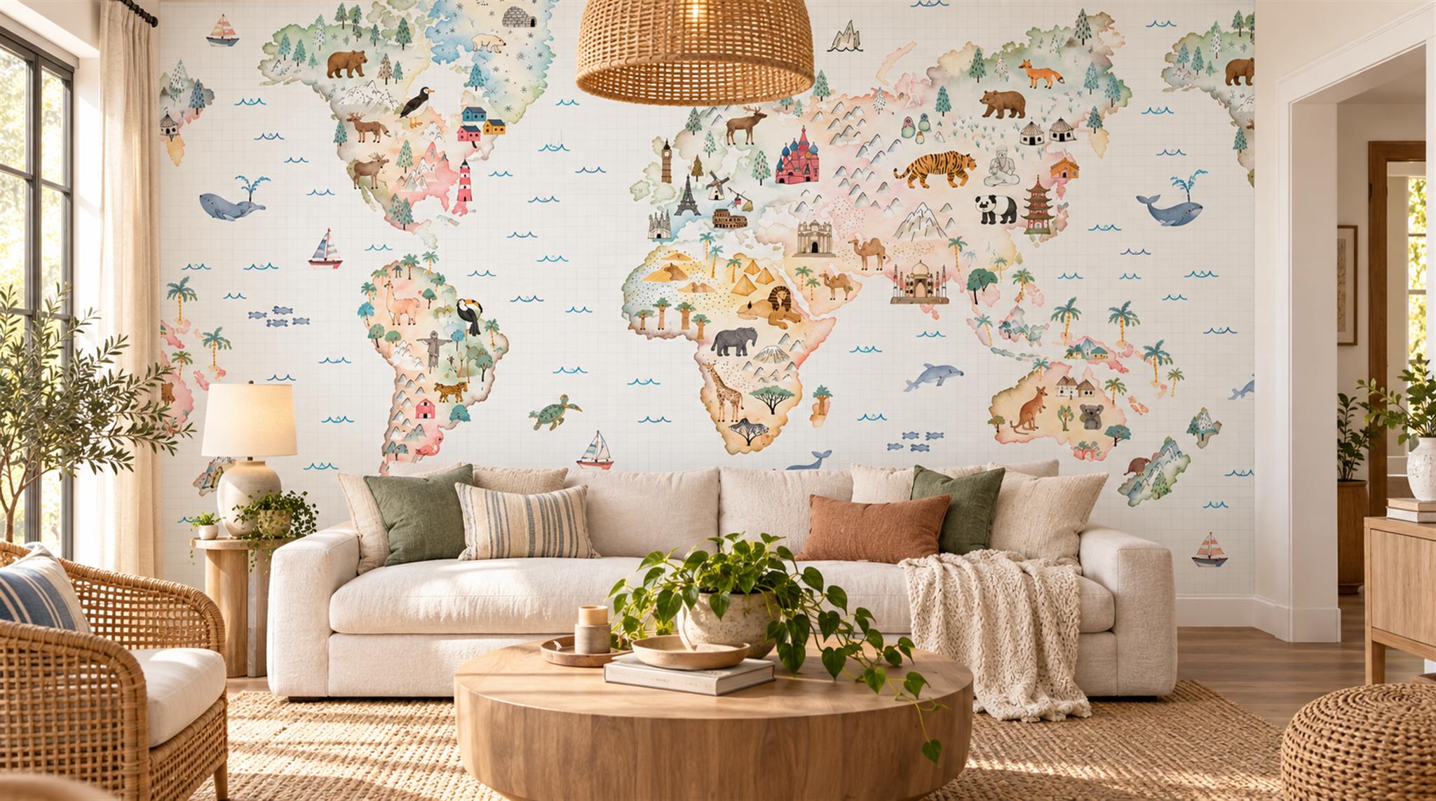 Soft Pastel Decorative Wall Art Wallpaper Mural Scene
