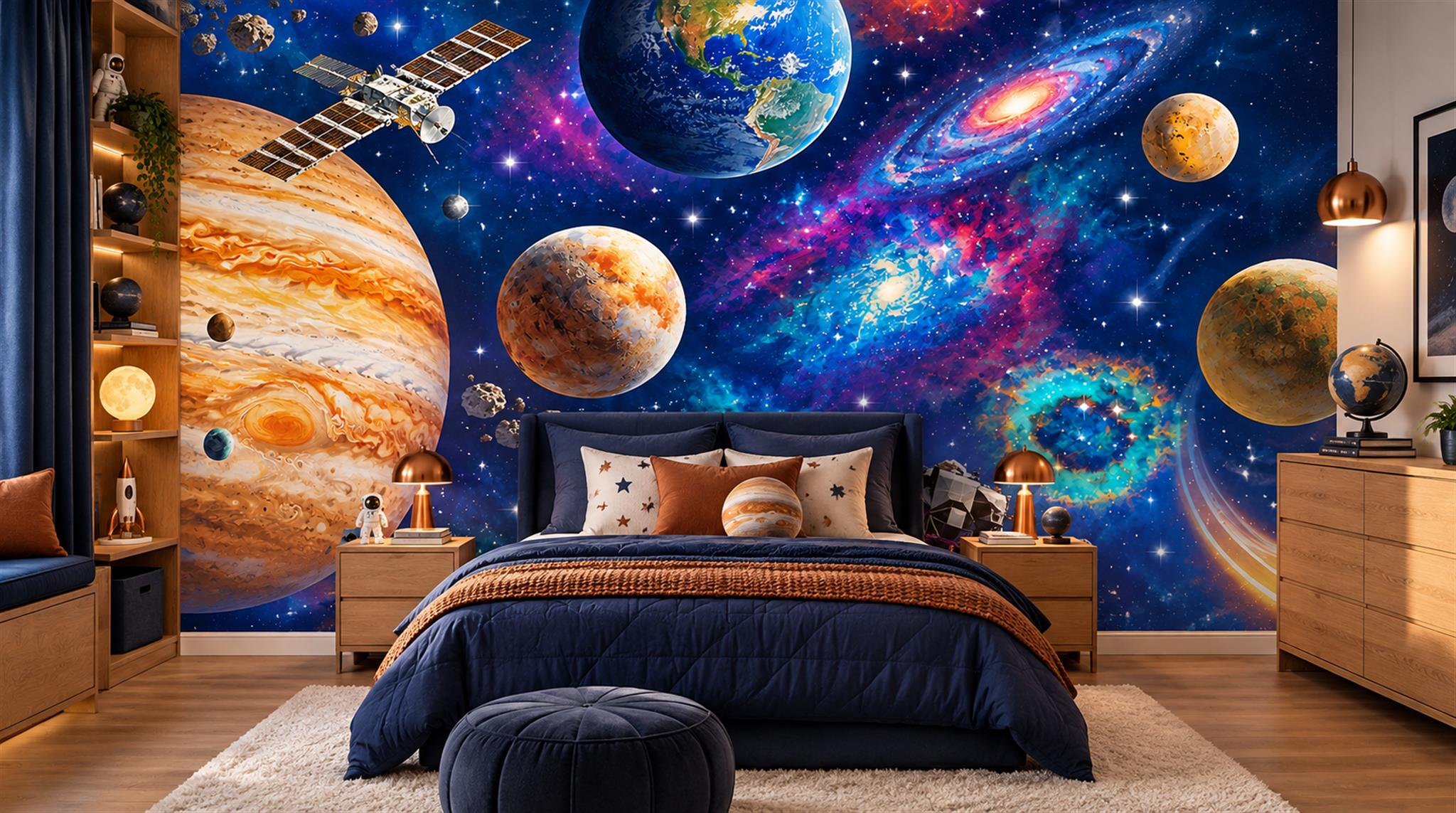 Navy Galaxy Forms Wallpaper Mural Main
