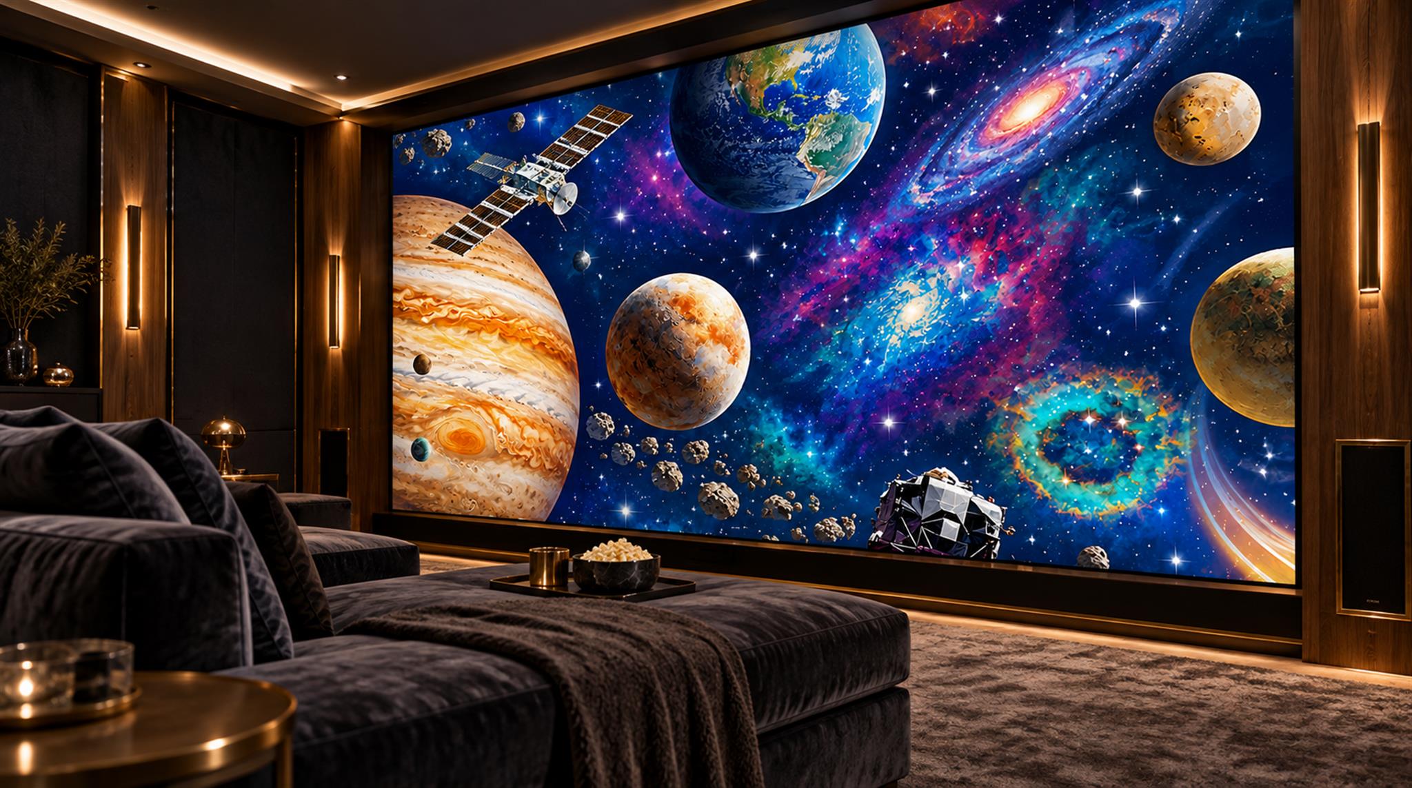 Navy Galaxy Forms Wallpaper Mural Scene