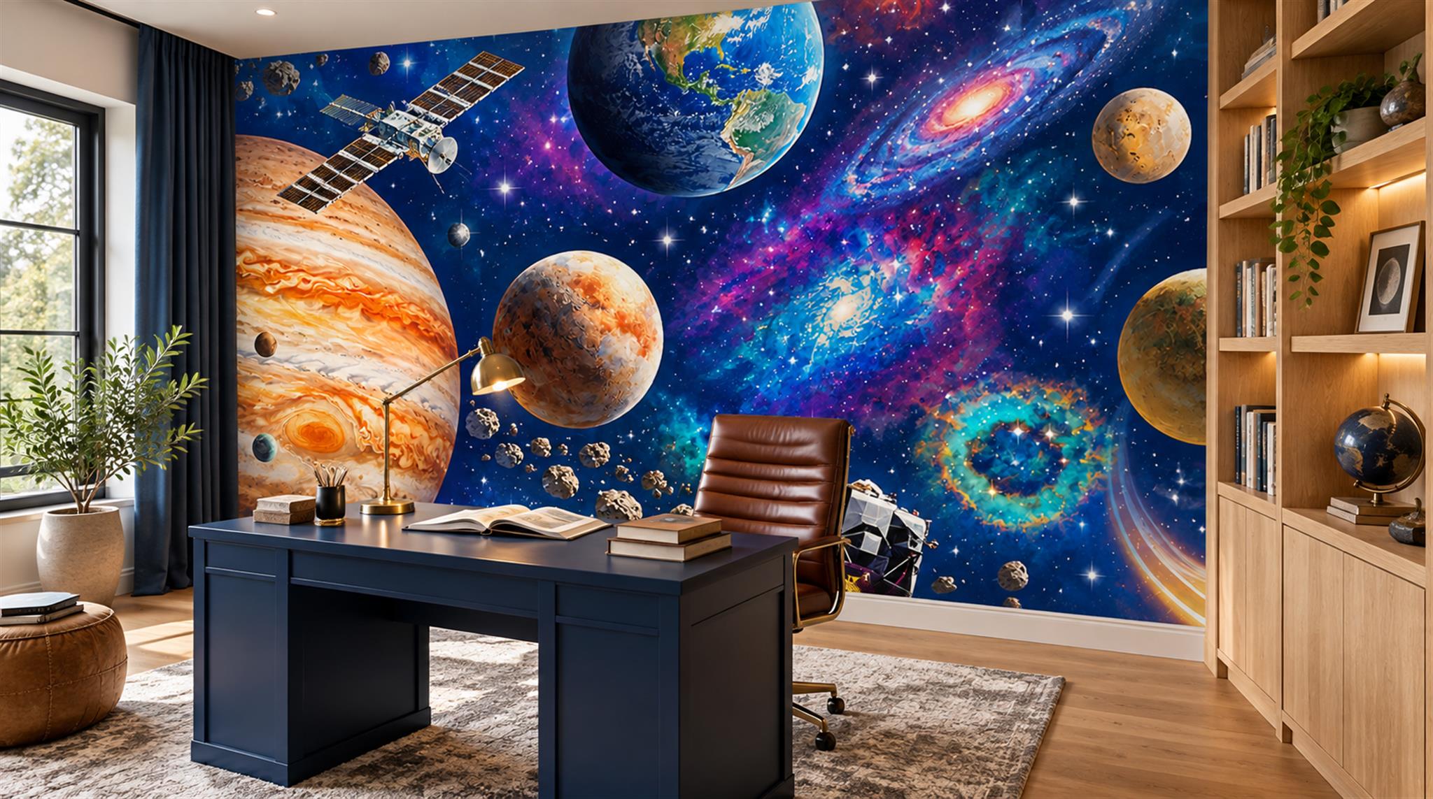 Navy Galaxy Forms Wallpaper Mural Scene