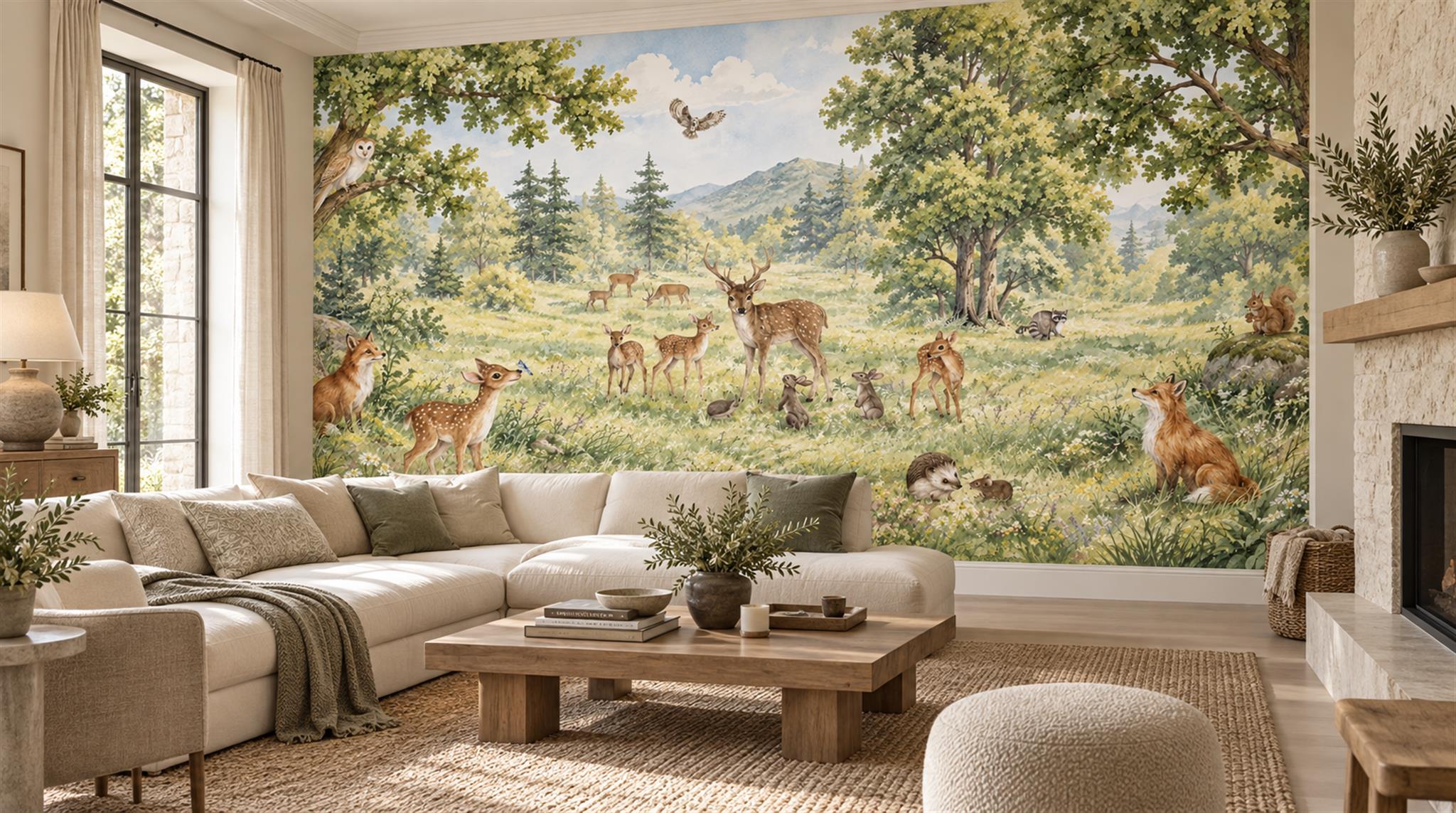 Sage Green Decorative Wall Art Wallpaper Mural Scene