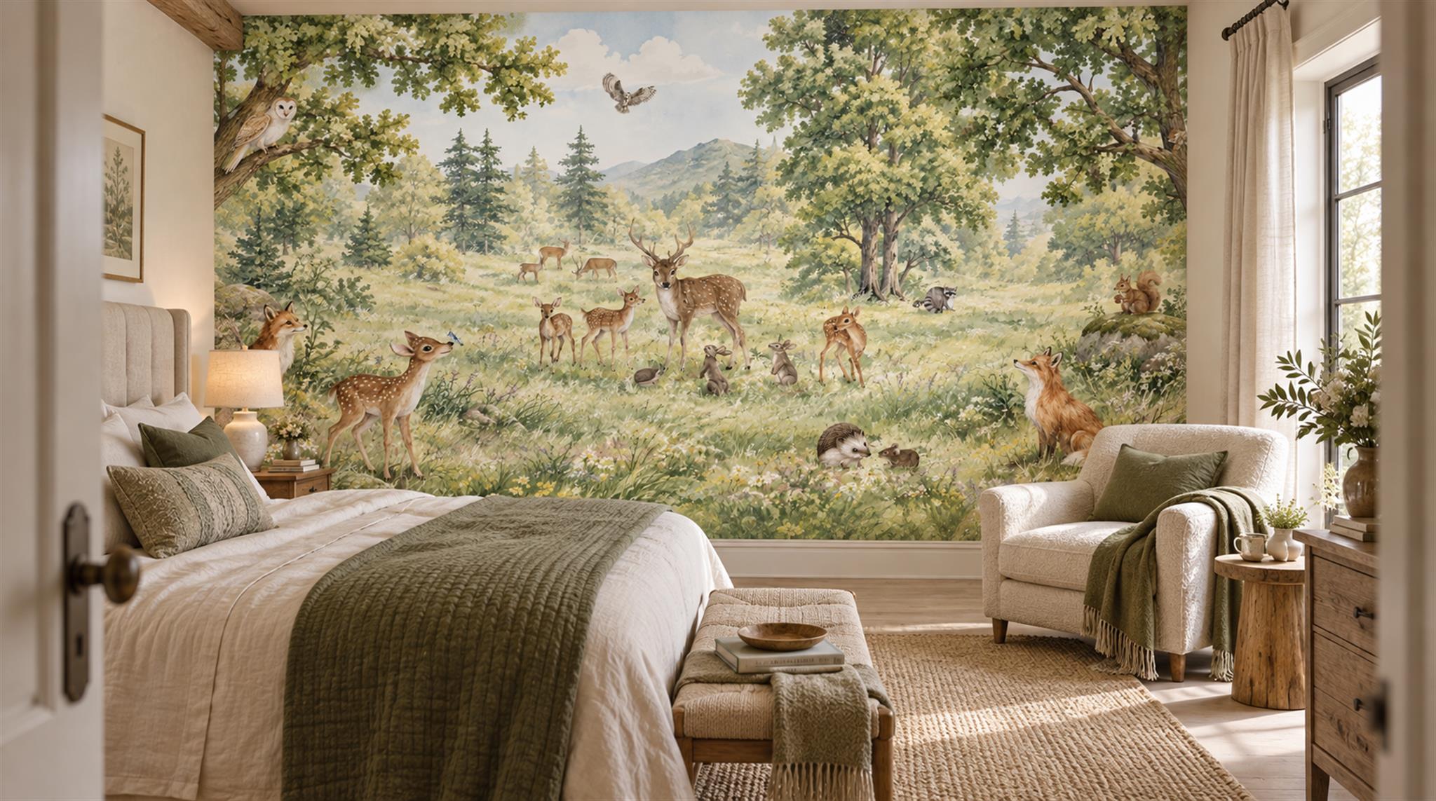 Sage Green Decorative Wall Art Wallpaper Mural Scene