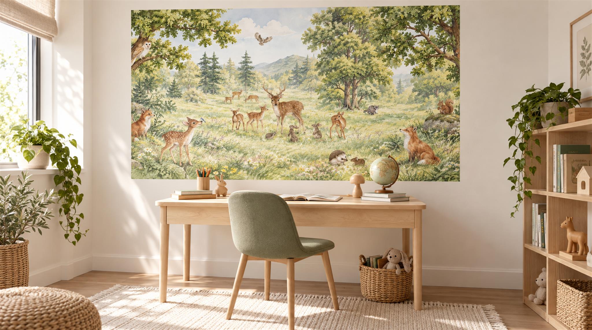 Sage Green Decorative Wall Art Wallpaper Mural Scene