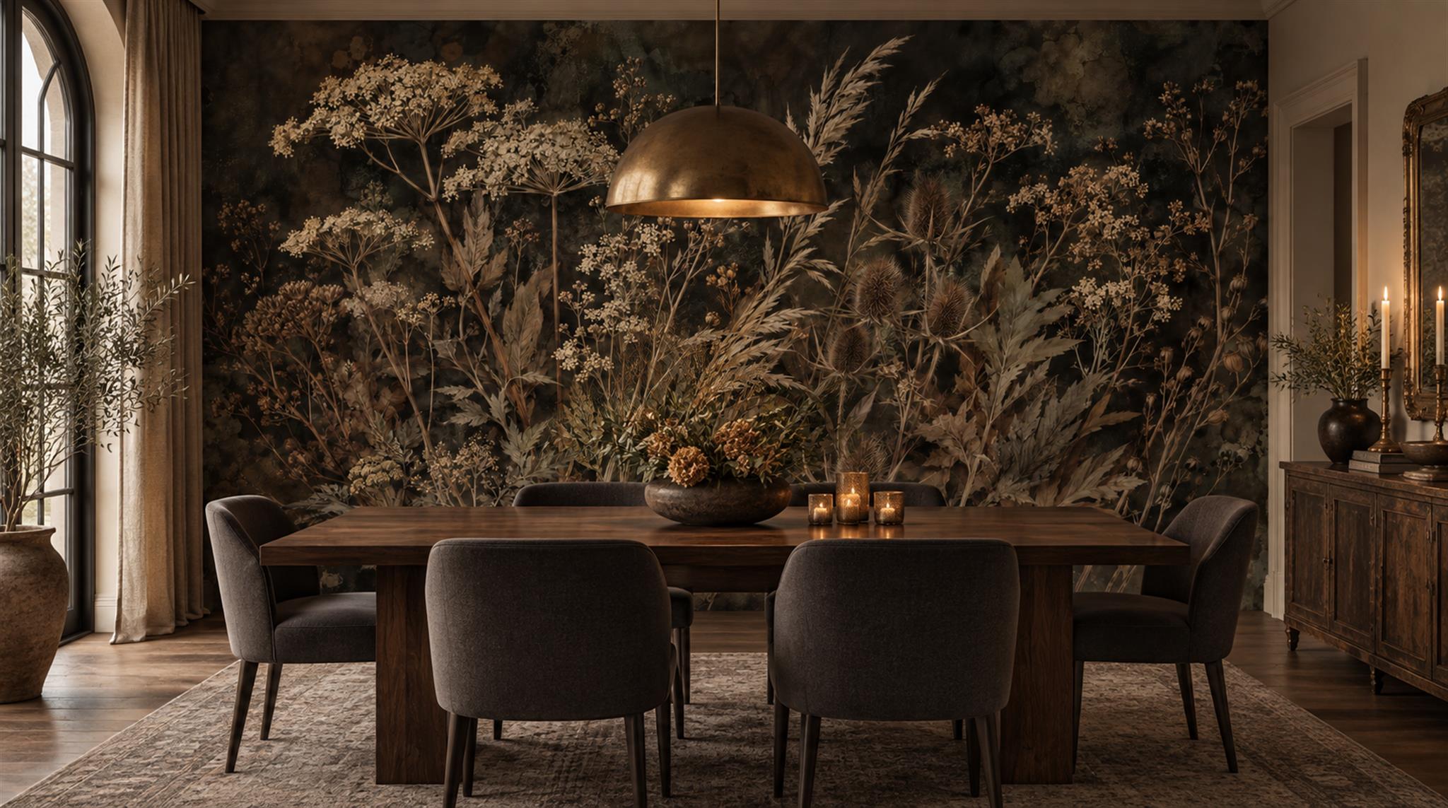 Brown Leaf Patterning Wallpaper Mural Main