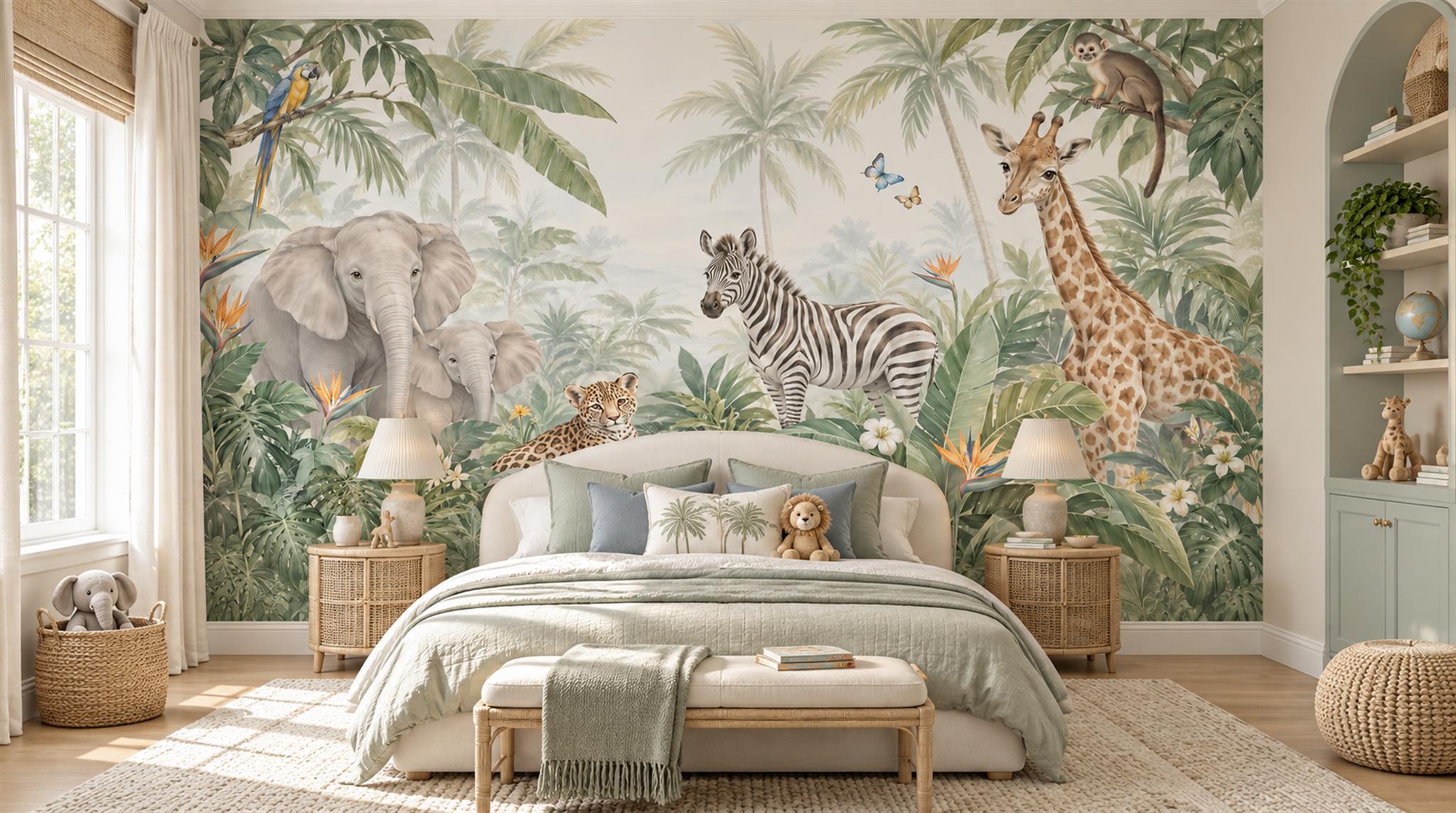 Ivory Tropical Foliage Wallpaper Mural Main