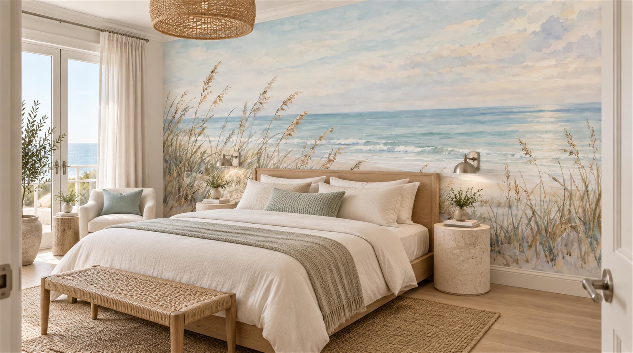 Ivory Beach Landscape Wallpaper Mural Scene