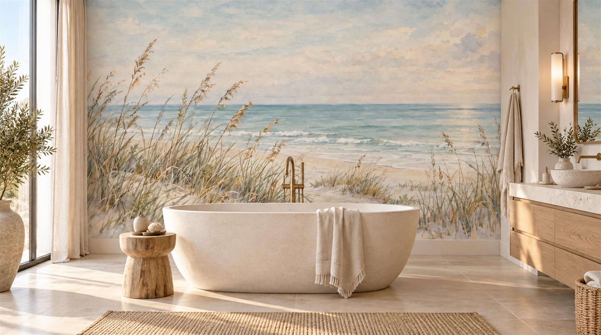 Ivory Beach Landscape Wallpaper Mural Scene