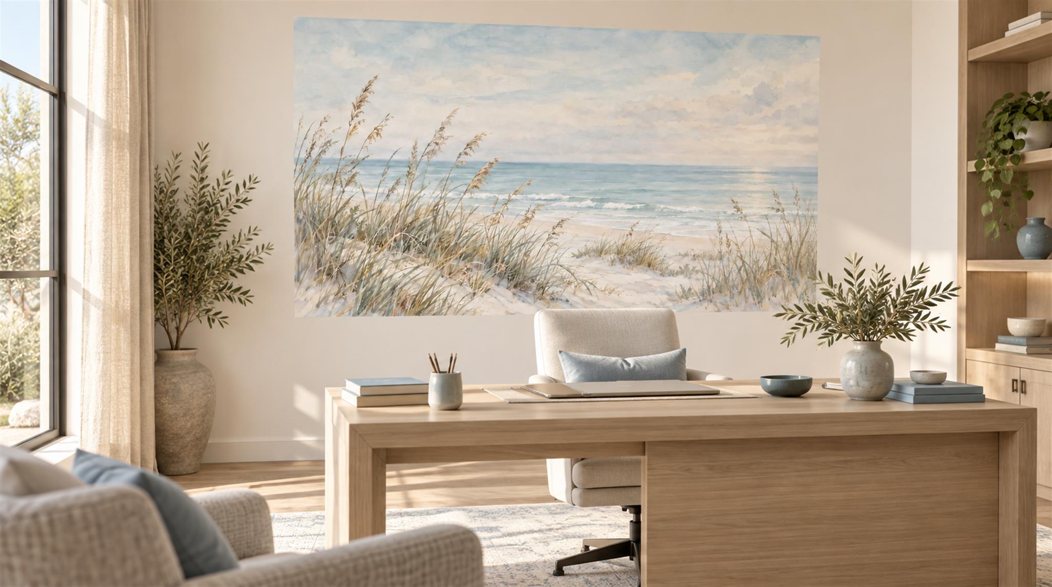 Ivory Beach Landscape Wallpaper Mural Scene
