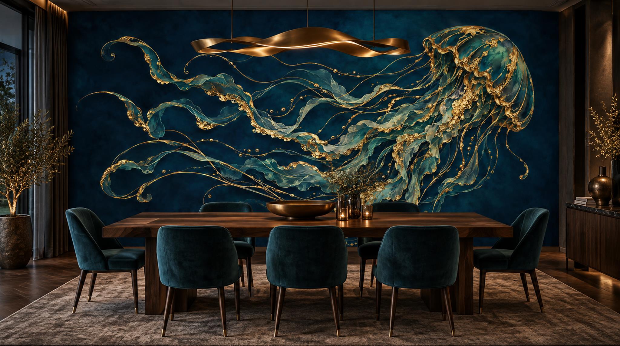Navy Decorative Wall Art Wallpaper Mural Main