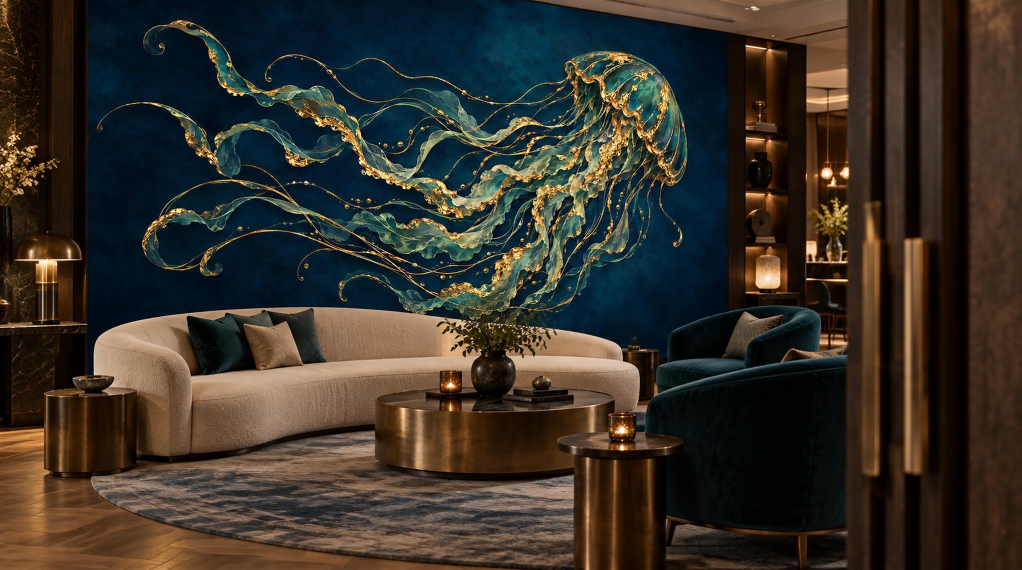 Navy Decorative Wall Art Wallpaper Mural Scene
