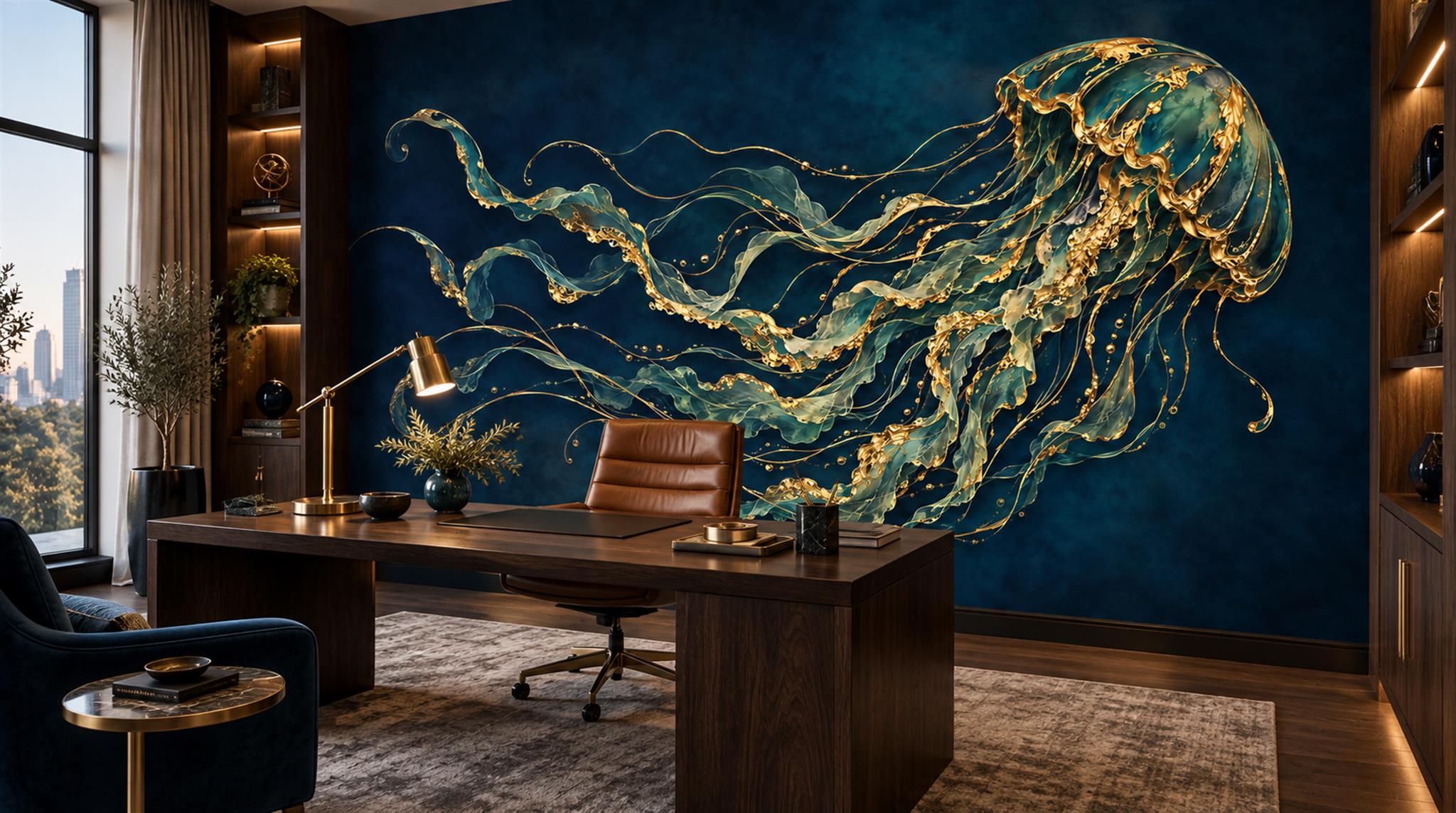 Navy Decorative Wall Art Wallpaper Mural Scene