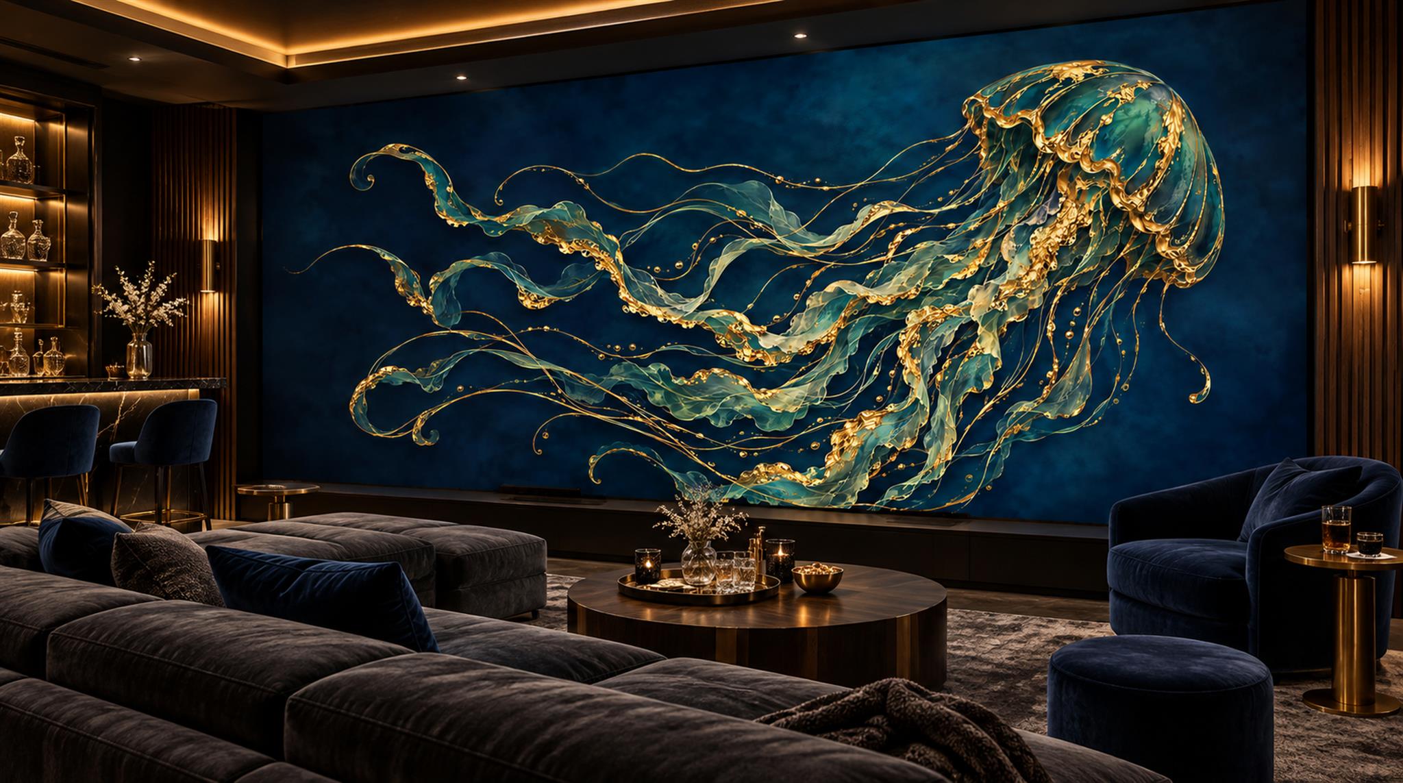 Navy Decorative Wall Art Wallpaper Mural Scene