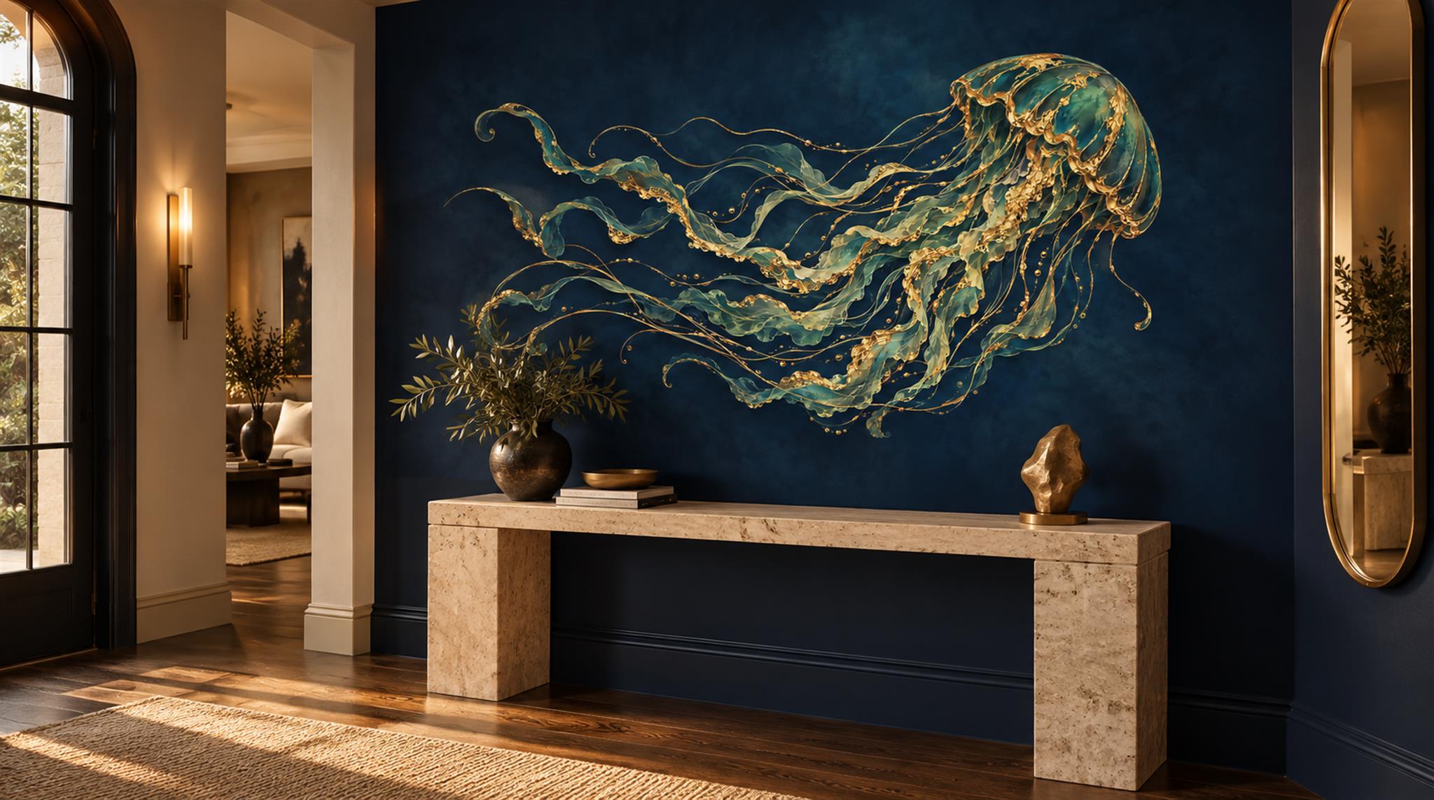 Navy Decorative Wall Art Wallpaper Mural Scene
