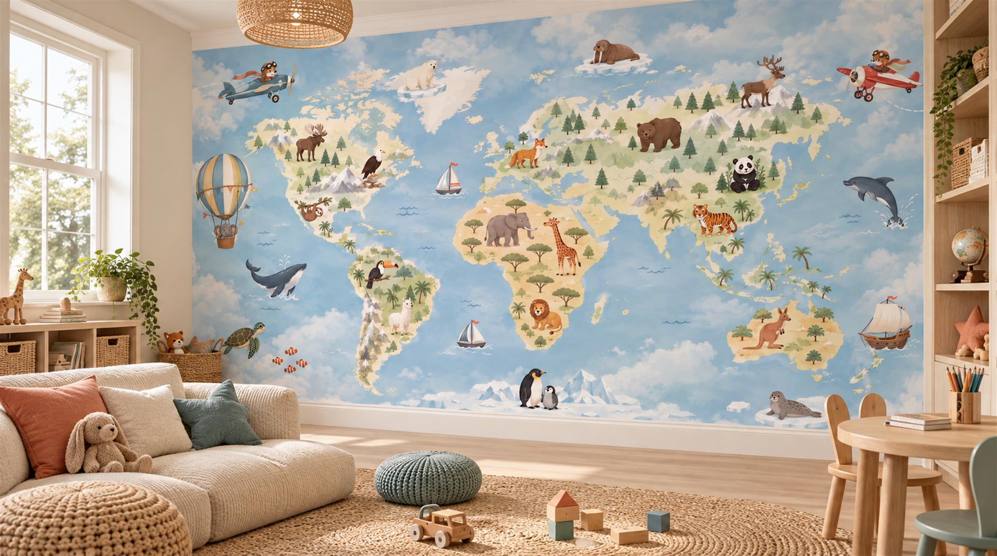 Blue Decorative Wall Art Wallpaper Mural Scene