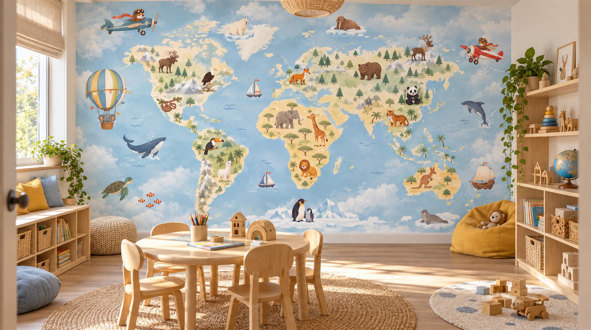 Blue Decorative Wall Art Wallpaper Mural Scene
