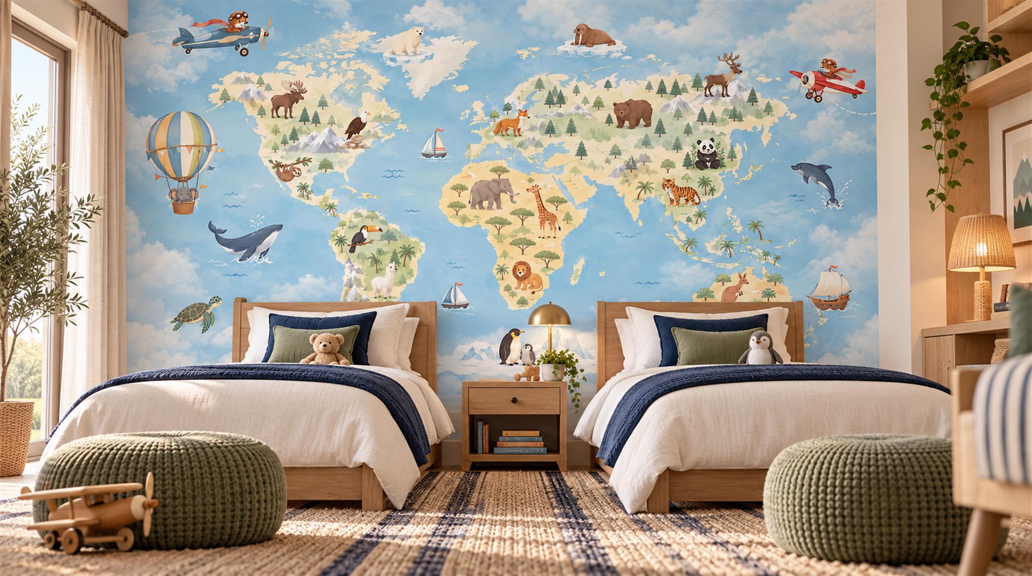 Blue Decorative Wall Art Wallpaper Mural Scene