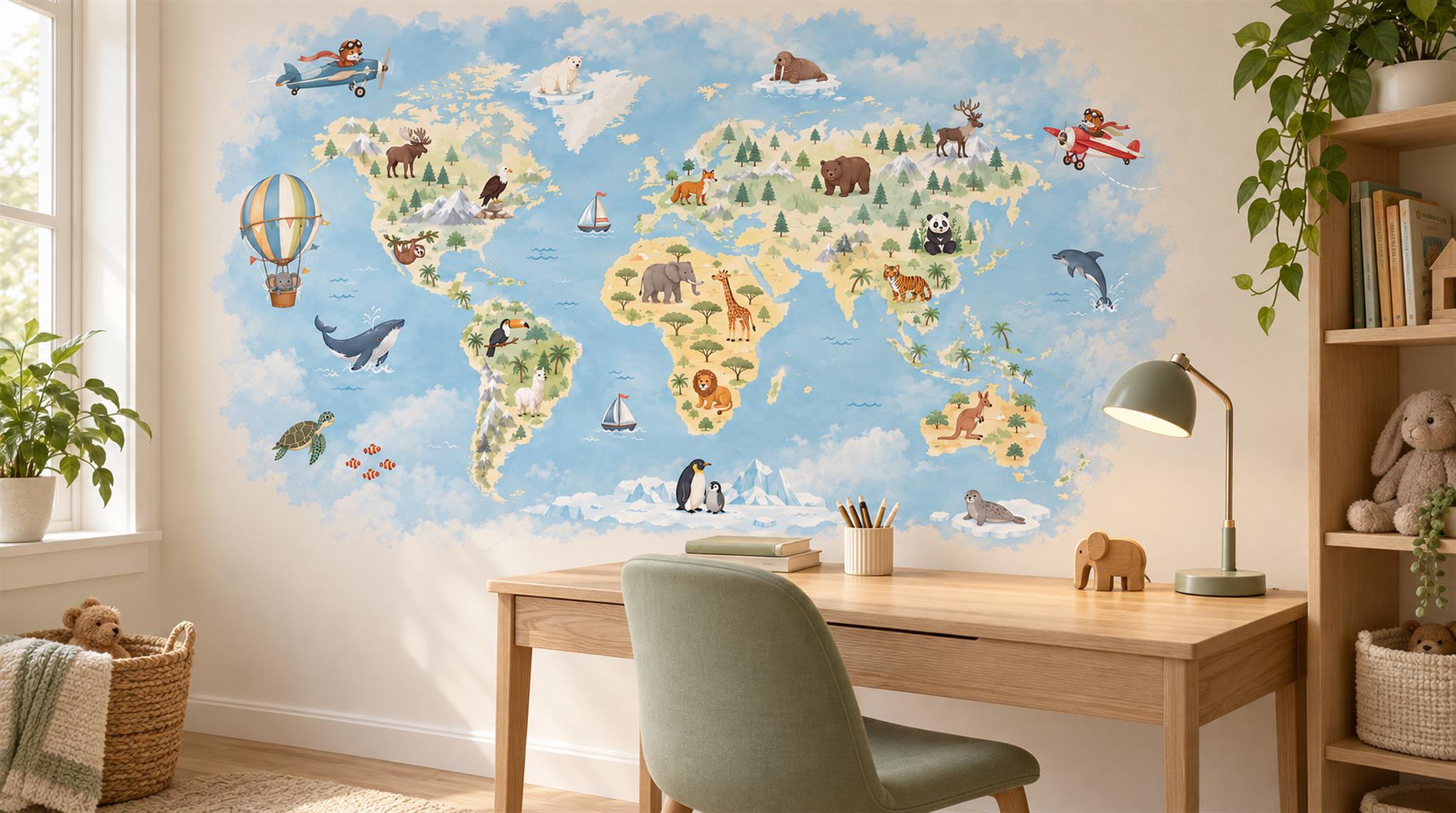 Blue Decorative Wall Art Wallpaper Mural Scene