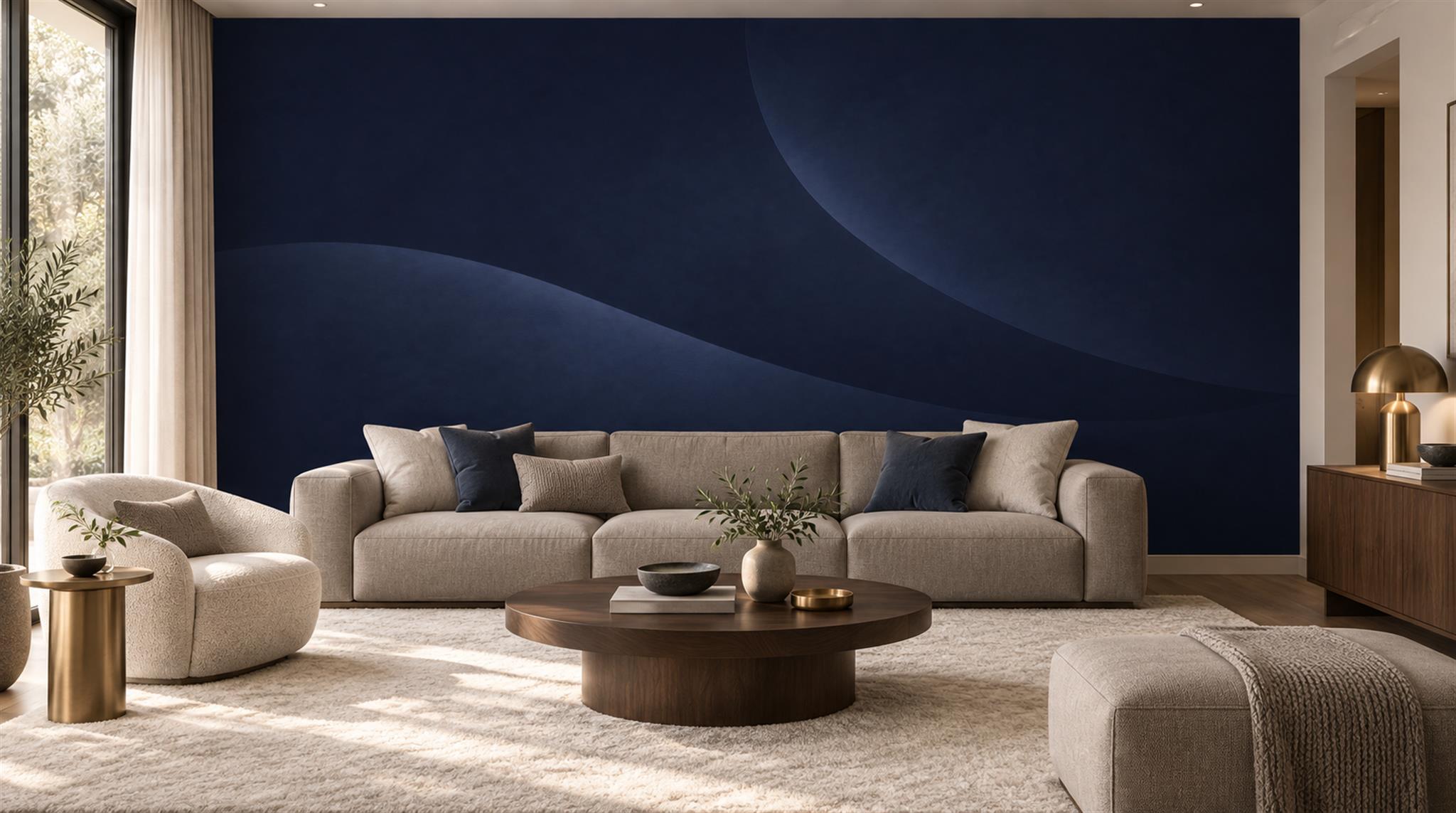 Navy Abstract Geometry Wallpaper Mural Main