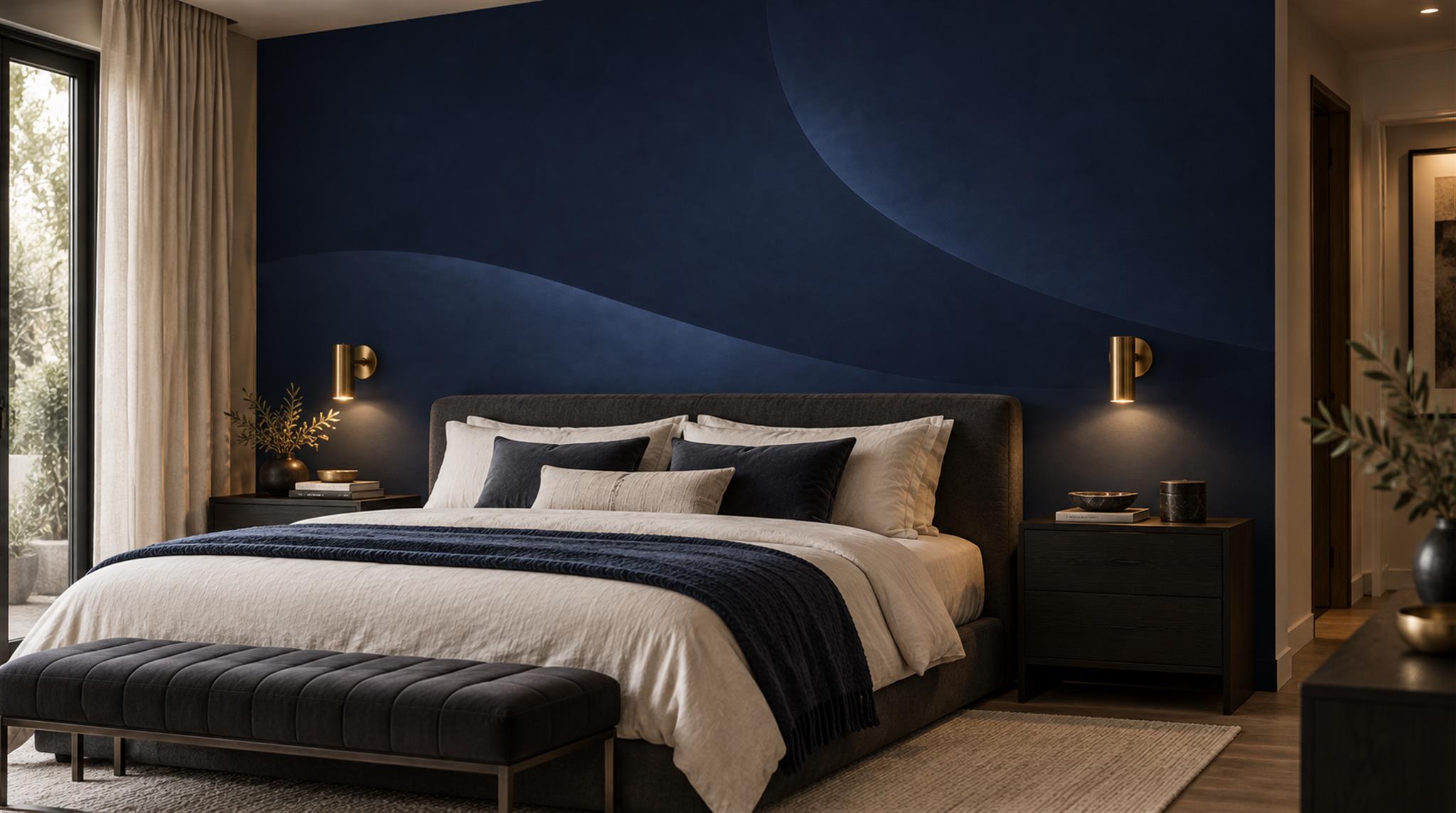 Navy Abstract Geometry Wallpaper Mural Scene