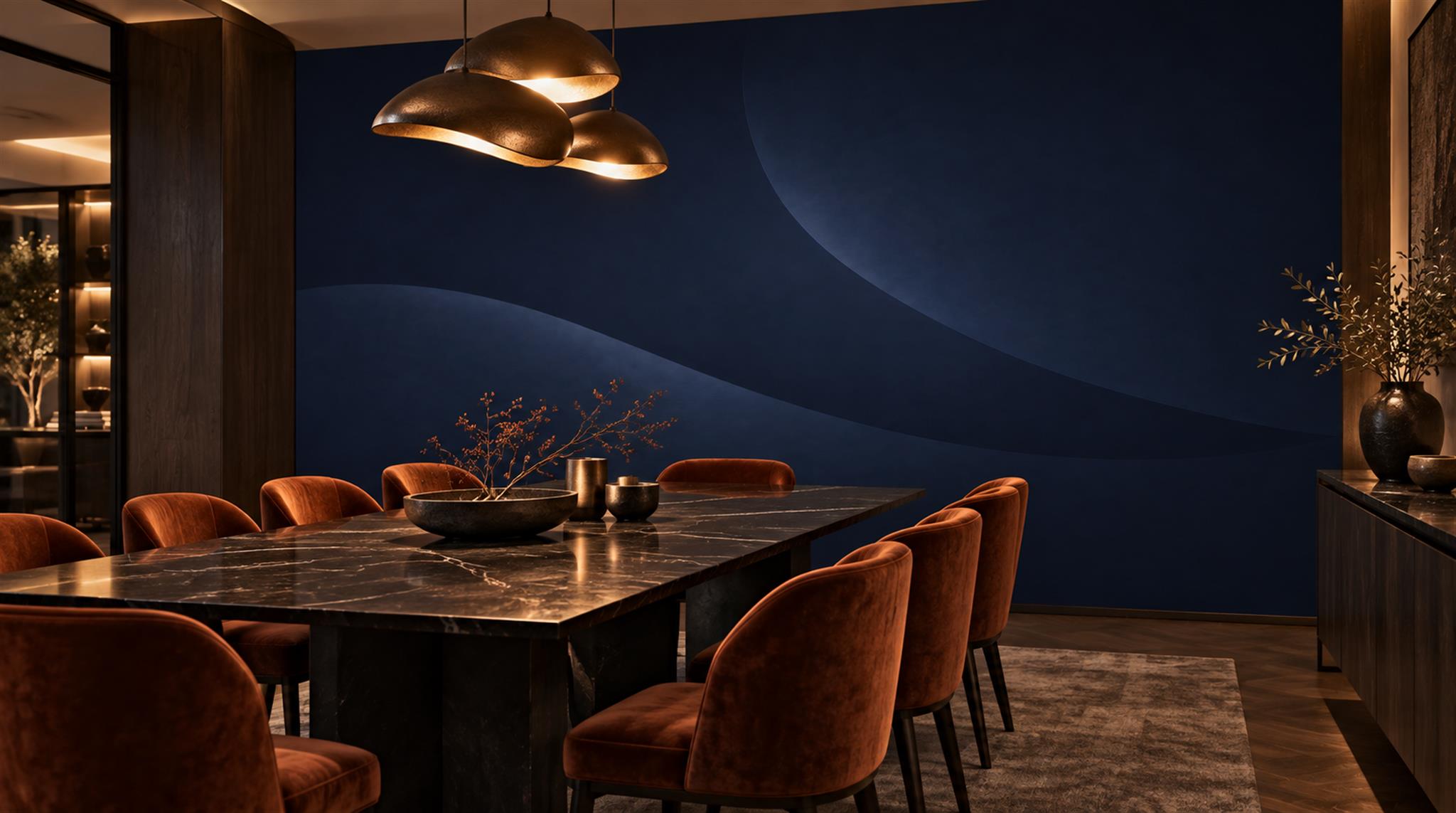 Navy Abstract Geometry Wallpaper Mural Scene