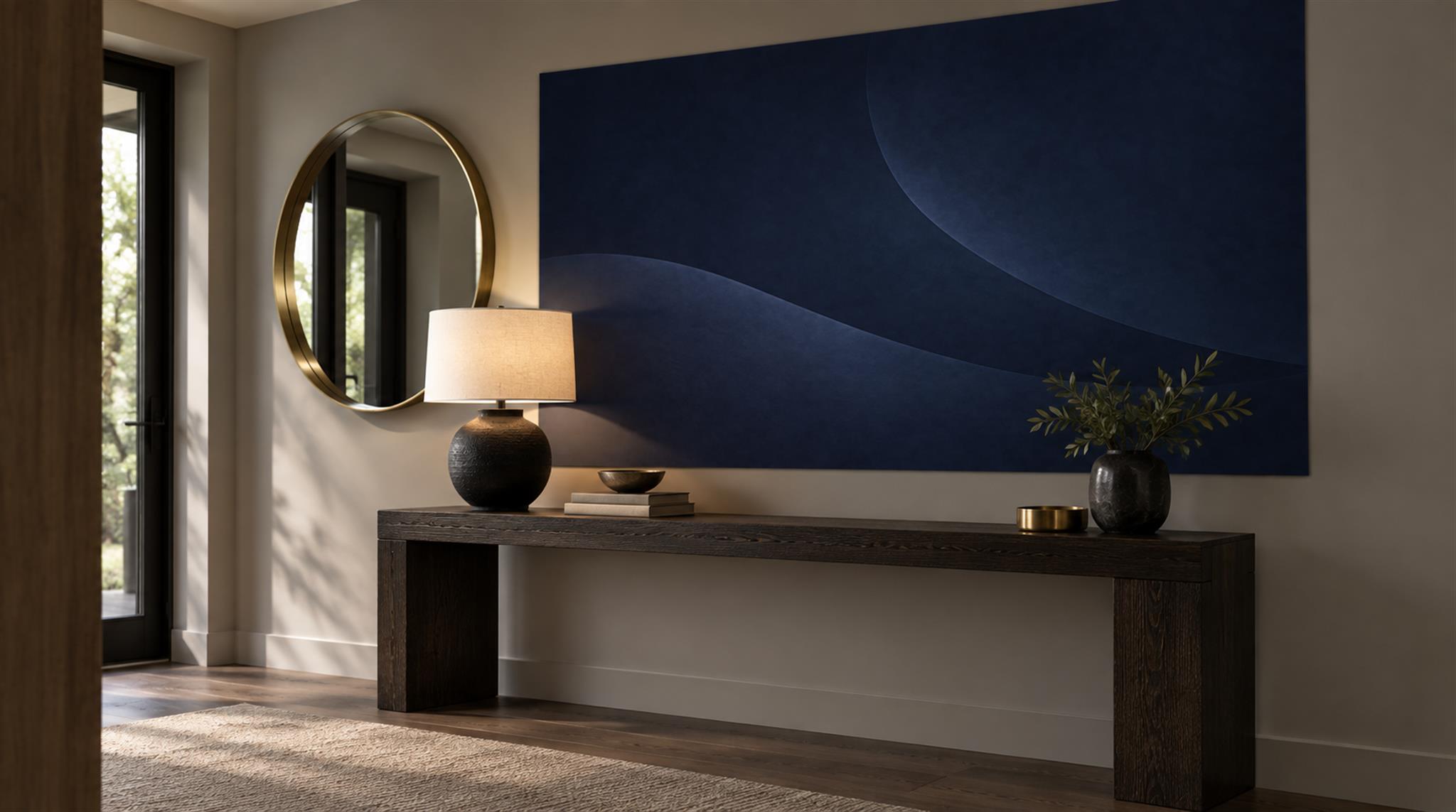 Navy Abstract Geometry Wallpaper Mural Scene
