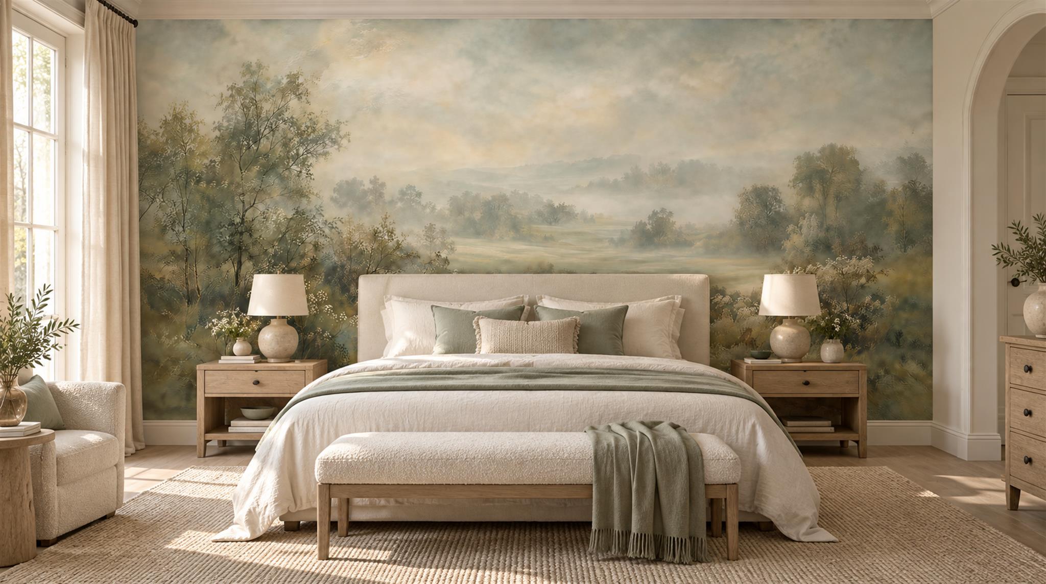Sage Green Decorative Wall Art Wallpaper Mural Main
