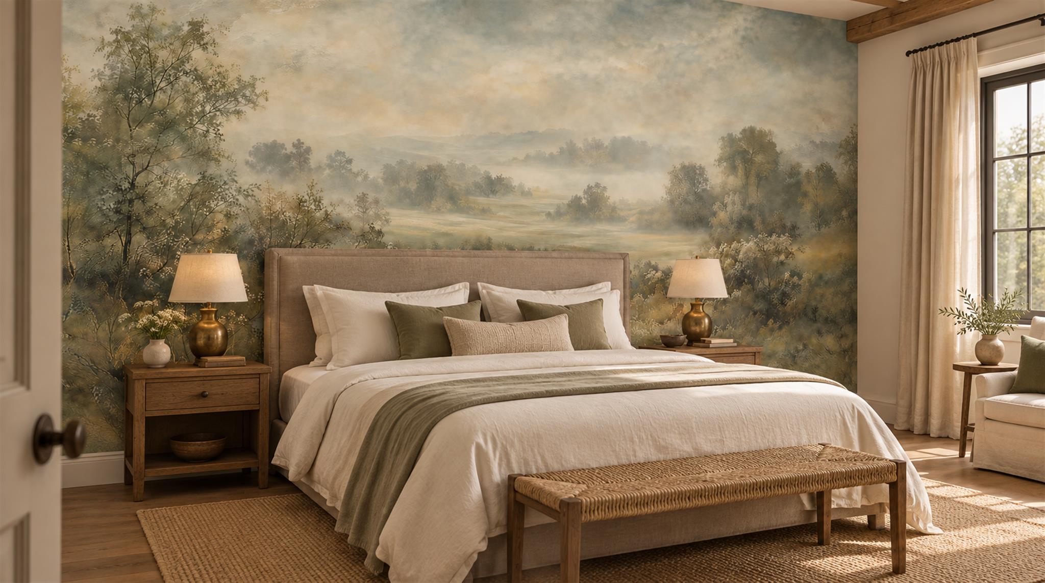 Sage Green Decorative Wall Art Wallpaper Mural Scene