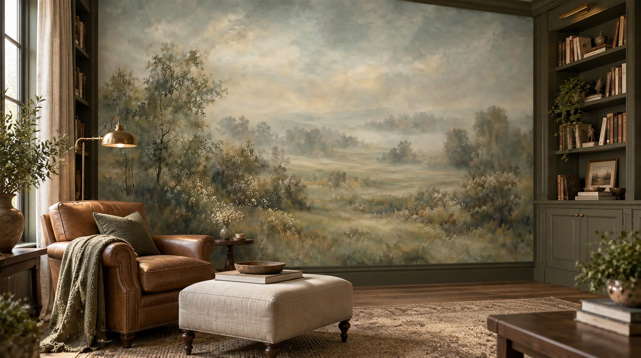 Sage Green Decorative Wall Art Wallpaper Mural Scene