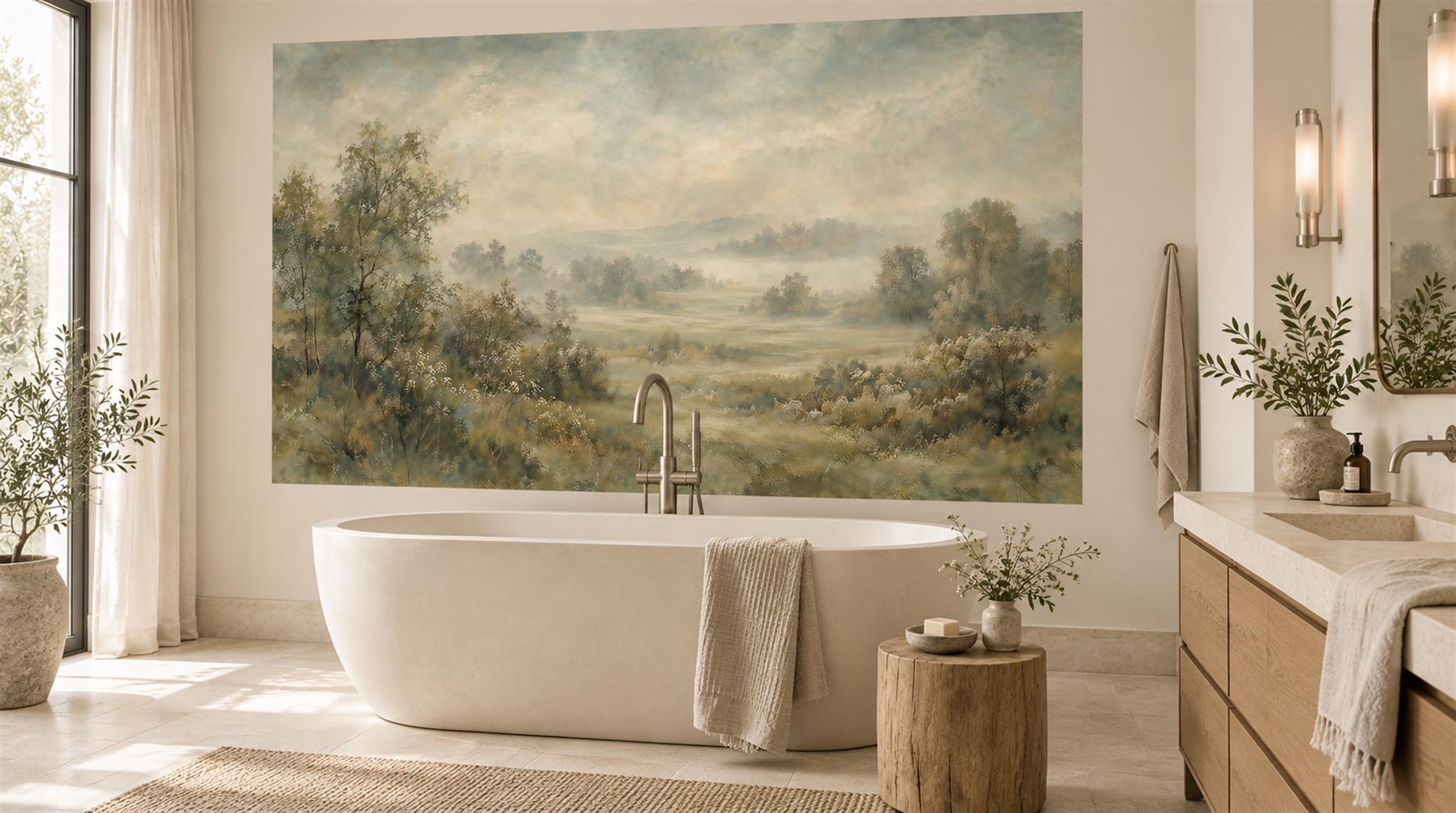 Sage Green Decorative Wall Art Wallpaper Mural Scene