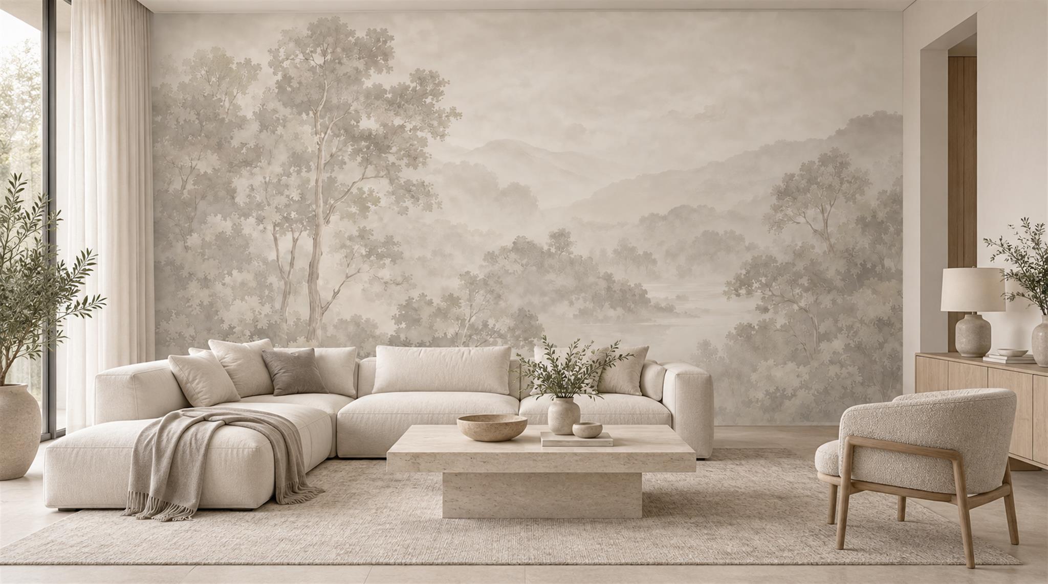 Ivory Decorative Wall Art Wallpaper Mural Main