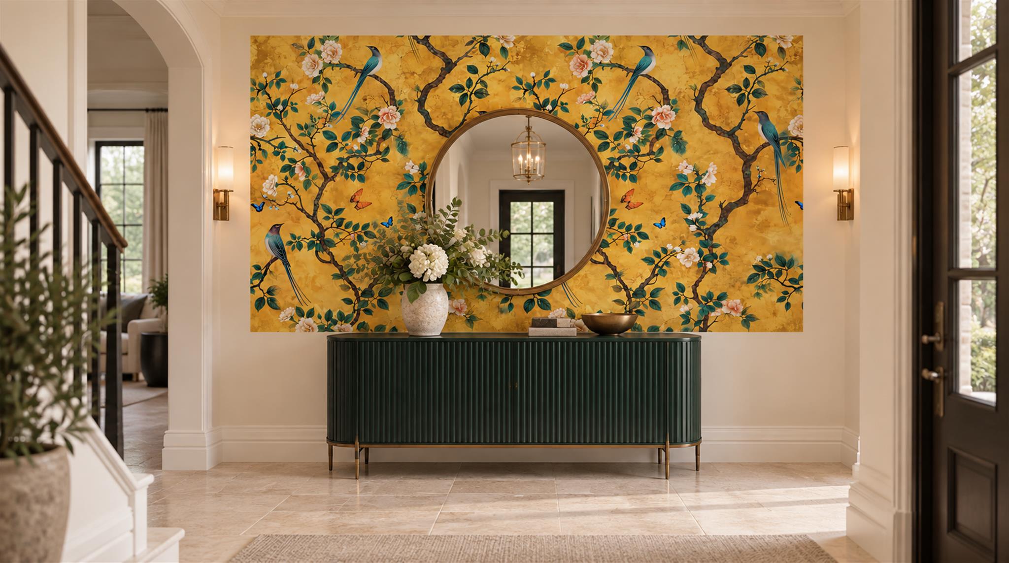 Gold Blossom Branches Wallpaper Mural Scene