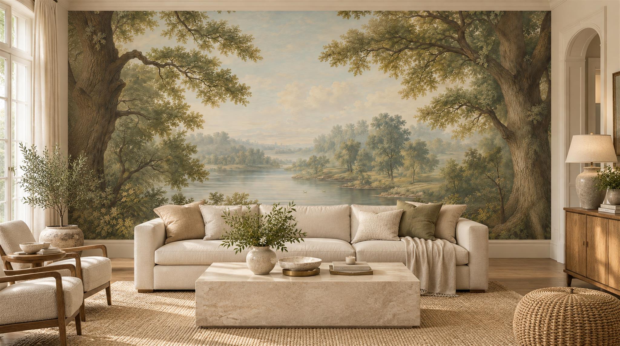 Sage Green Decorative Wall Art Wallpaper Mural Main