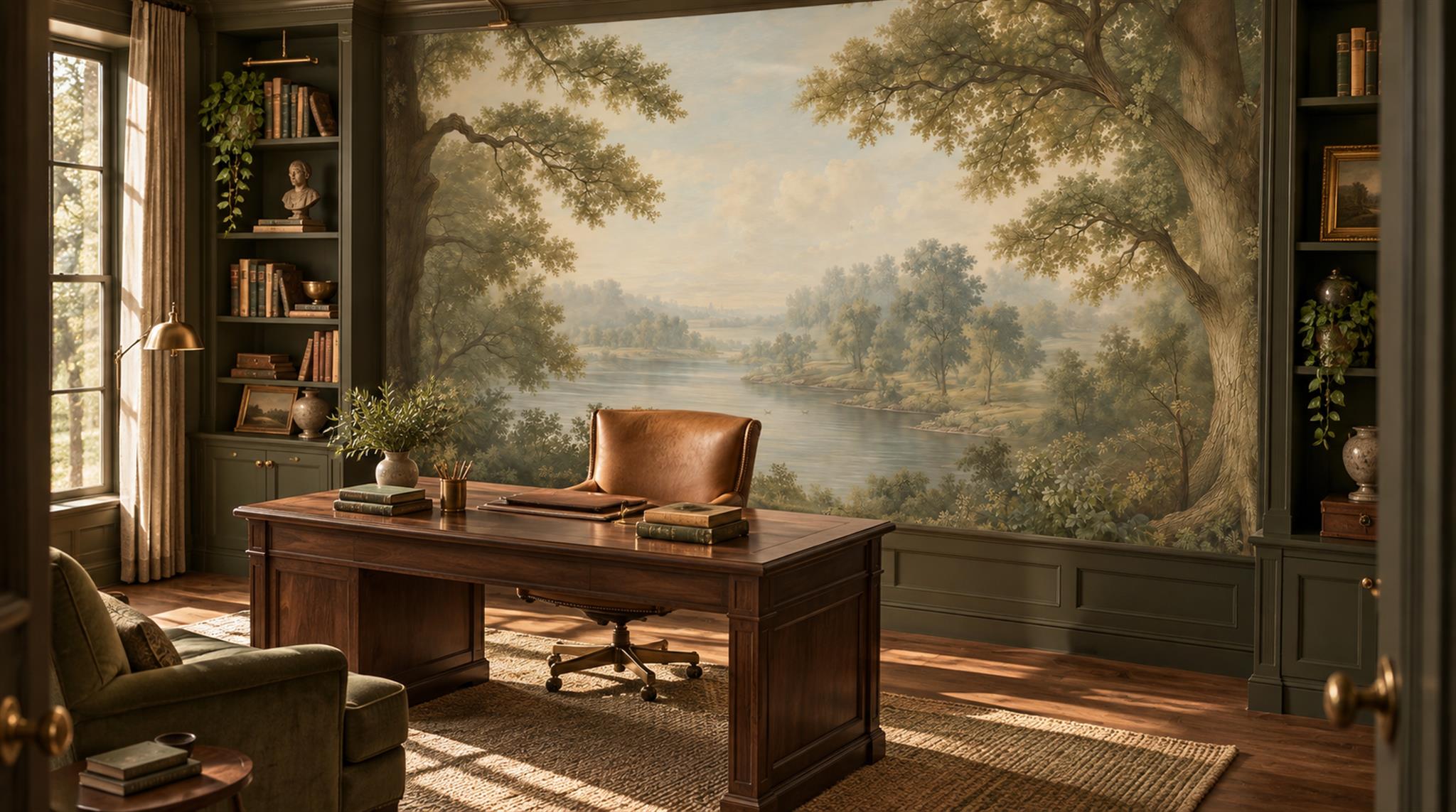 Sage Green Decorative Wall Art Wallpaper Mural Scene