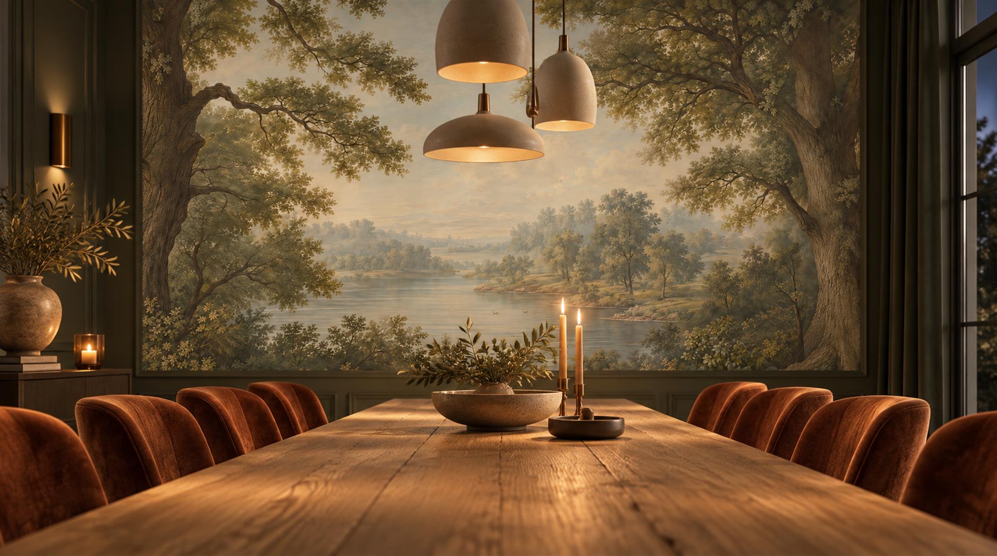 Sage Green Decorative Wall Art Wallpaper Mural Scene