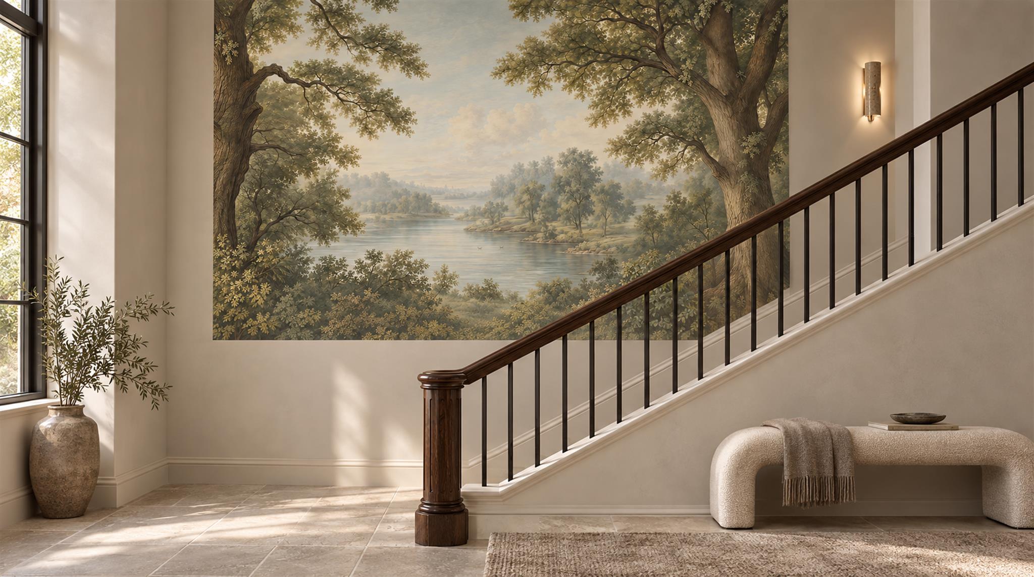 Sage Green Decorative Wall Art Wallpaper Mural Scene
